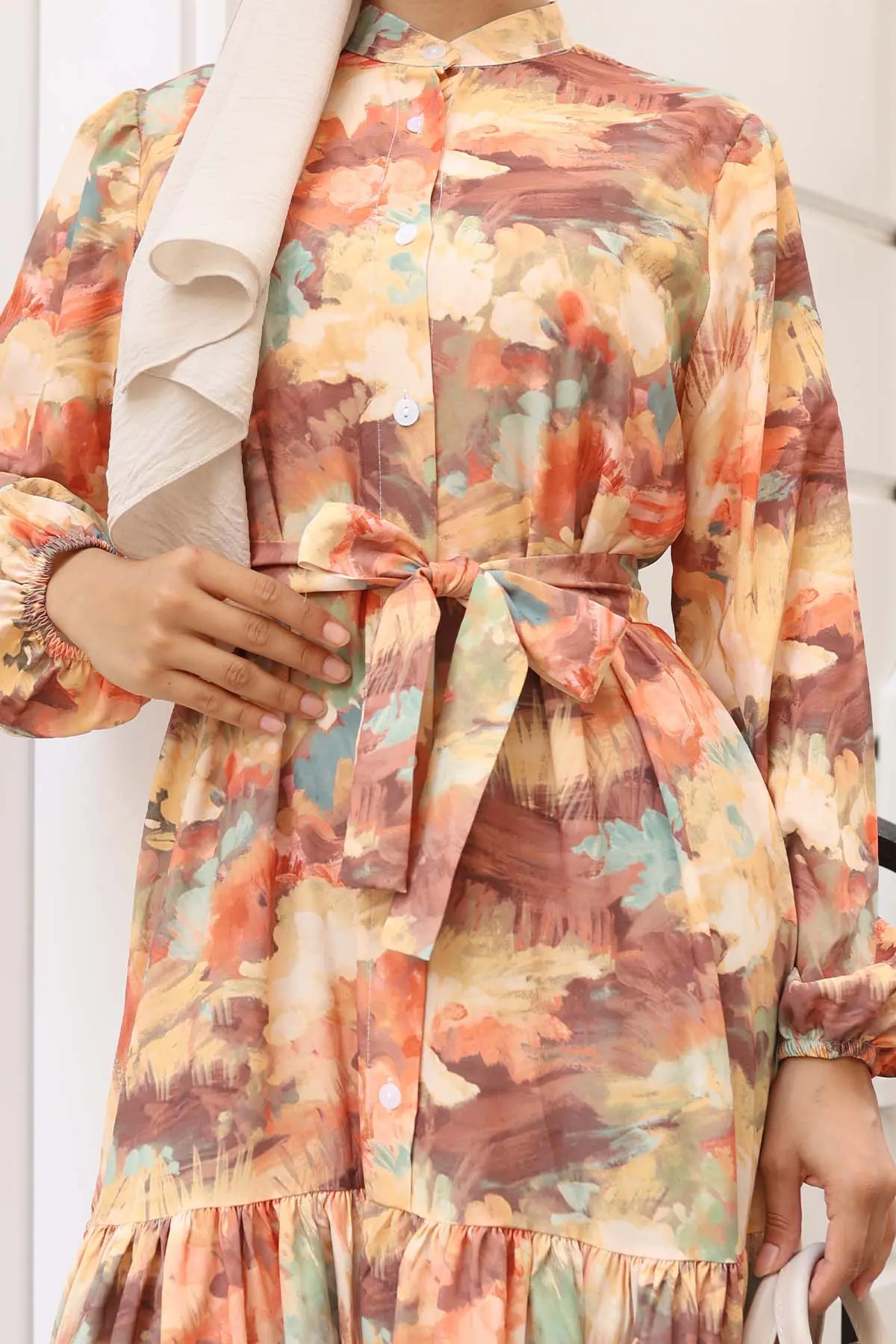 Patterned Hijab Dress-detail