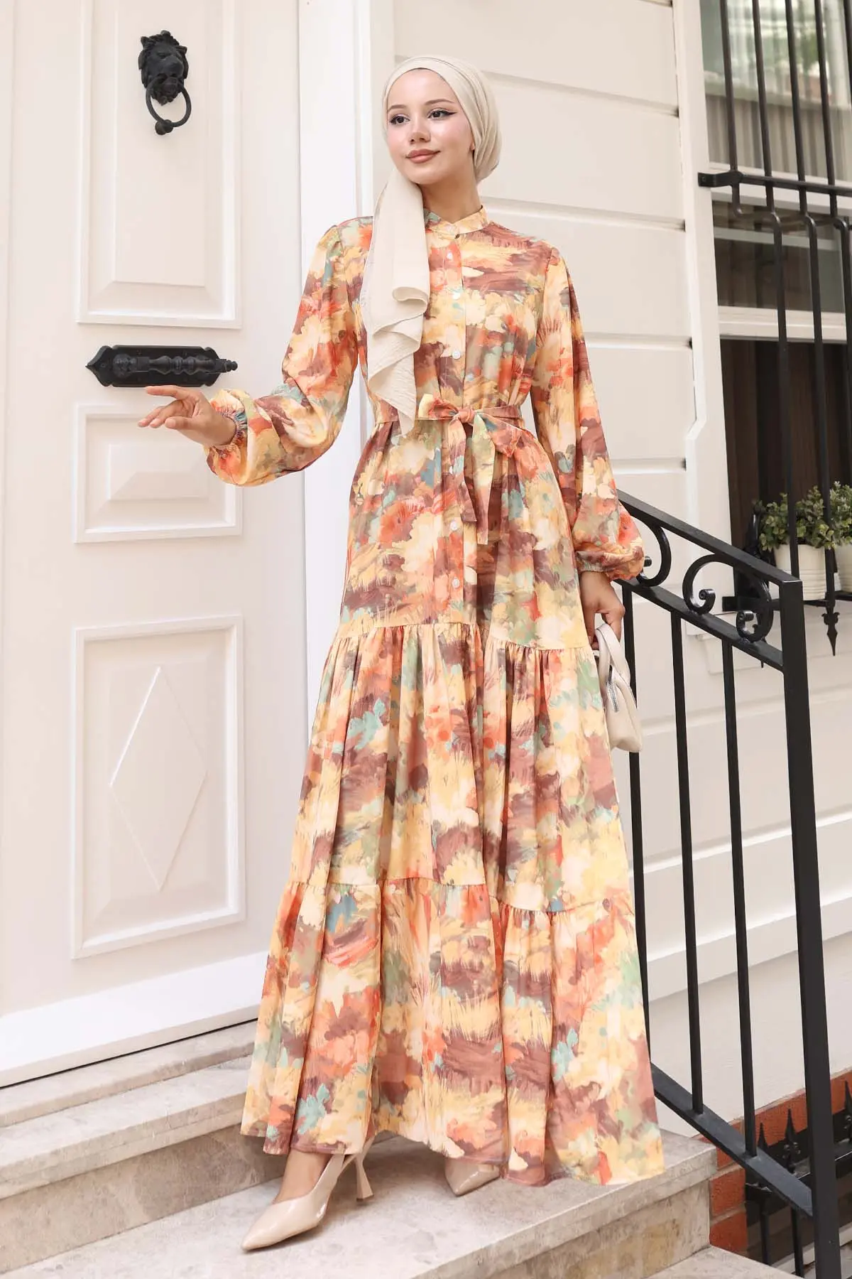 Patterned Hijab Dress-detail