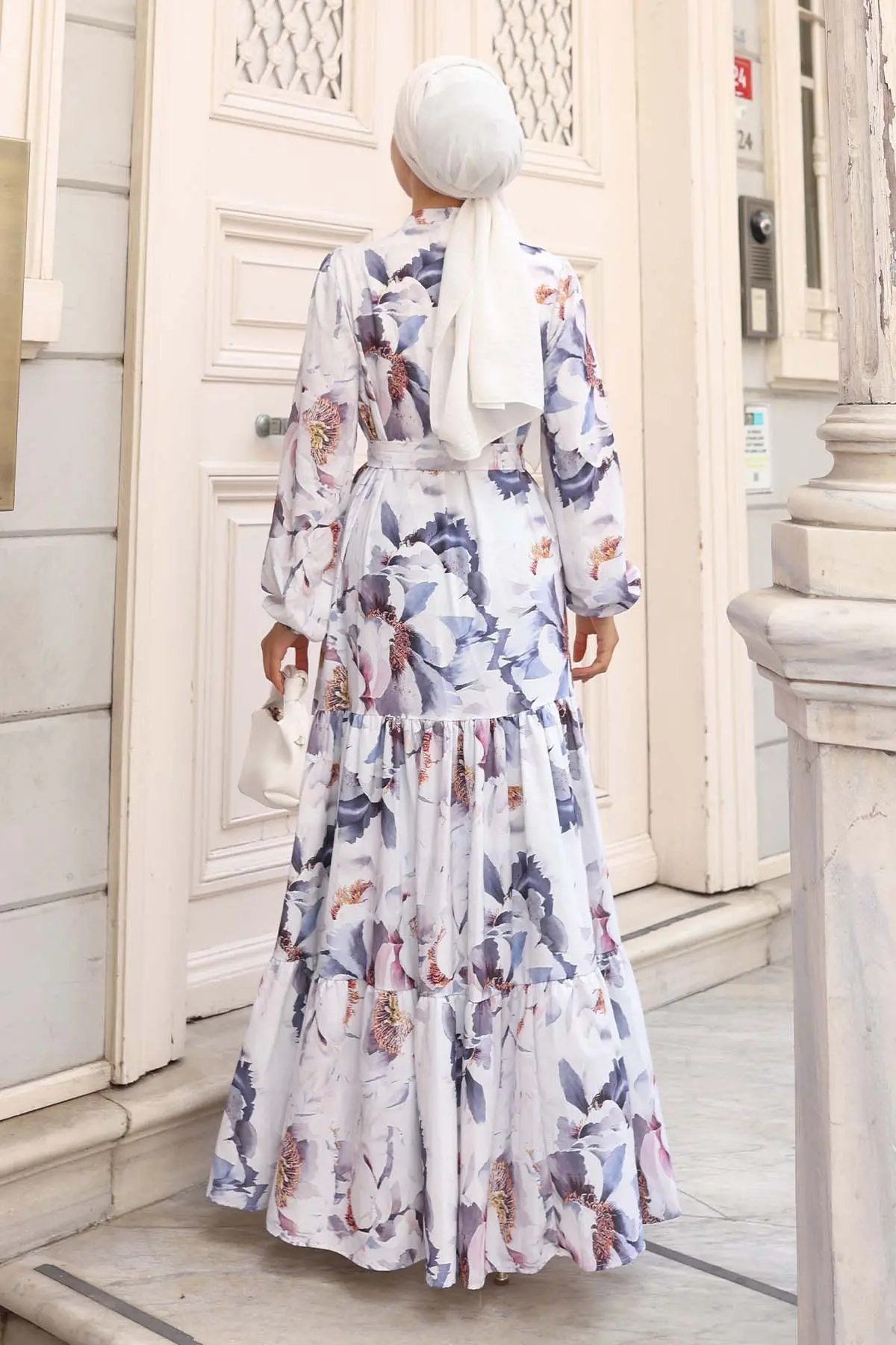 Desenli Tesettür Elbise-detail