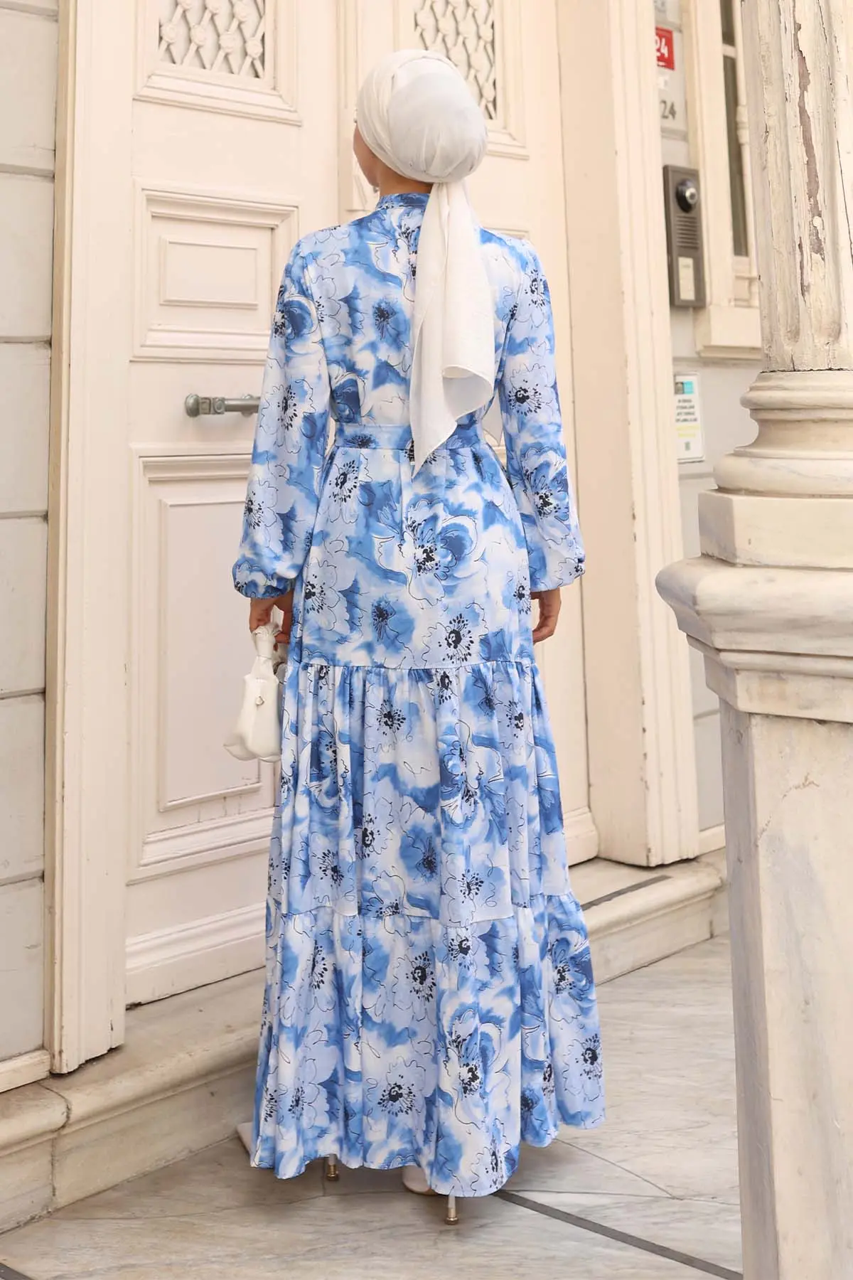 Desenli Tesettür Elbise-detail