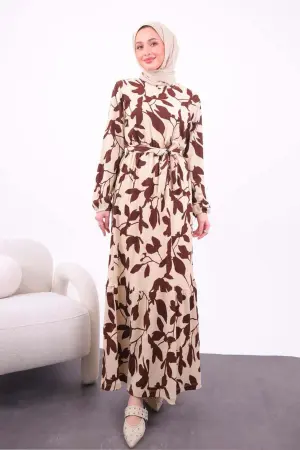 Desenli Tesettür Elbise