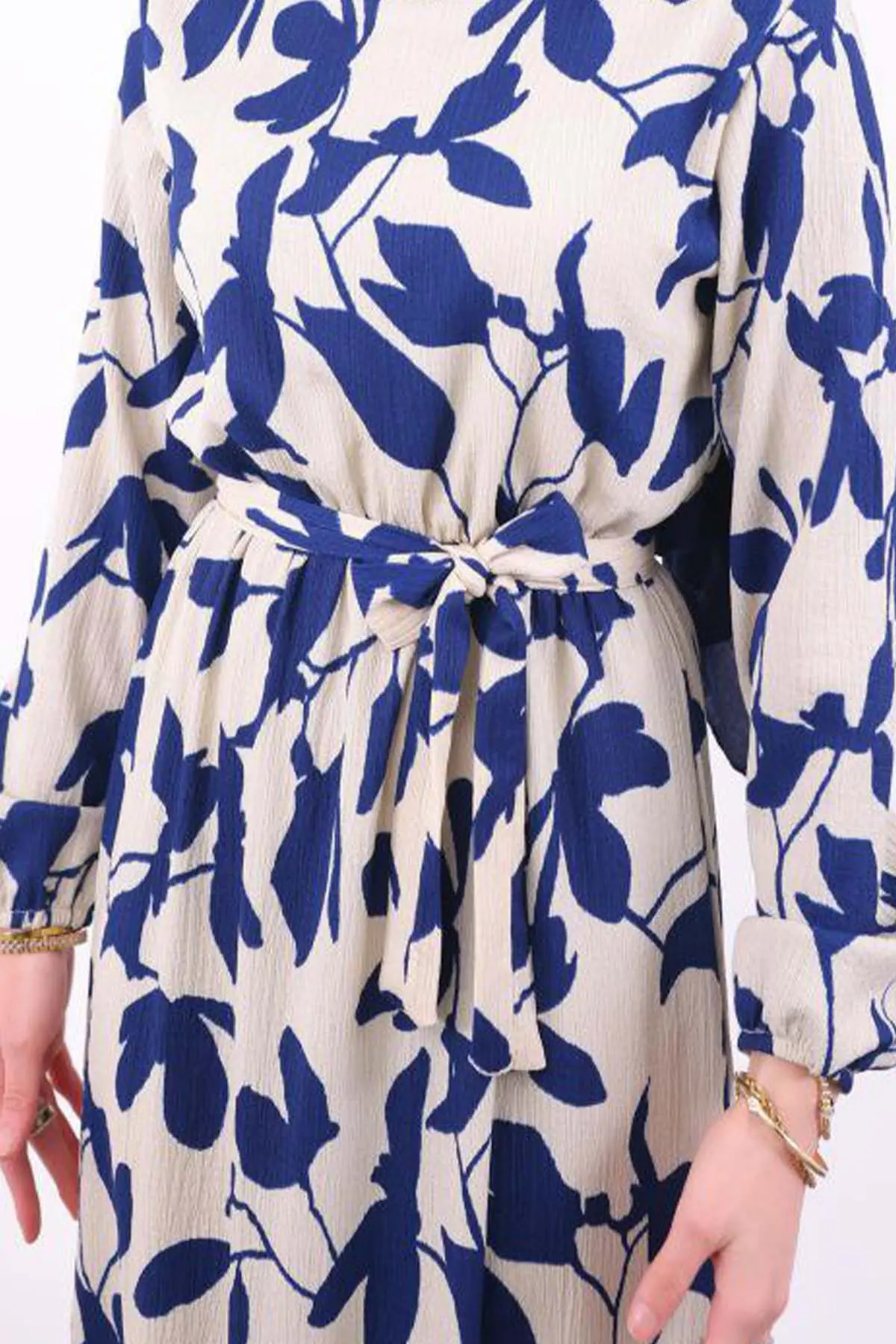 Desenli Tesettür Elbise-detail