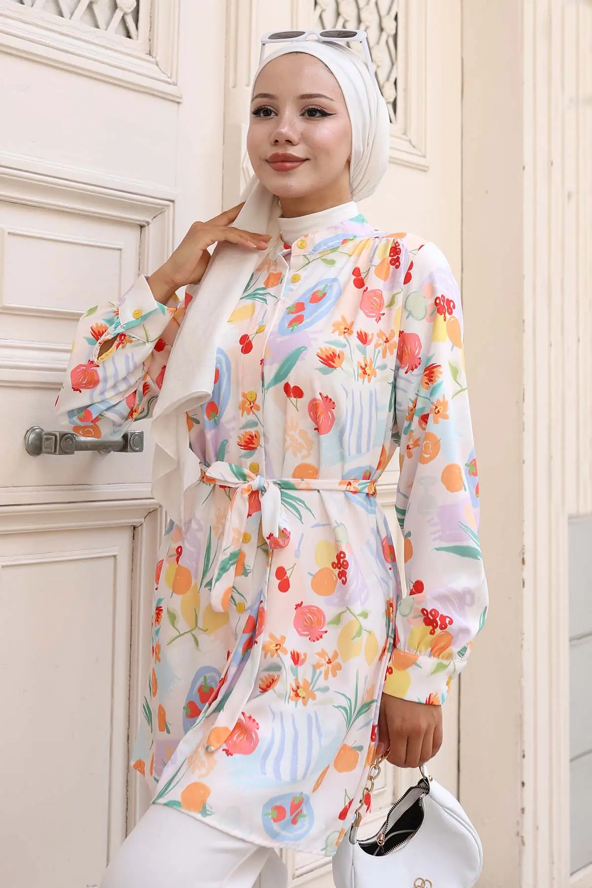 Desenli Tesettür Gömlek Kırmızı 704-detail