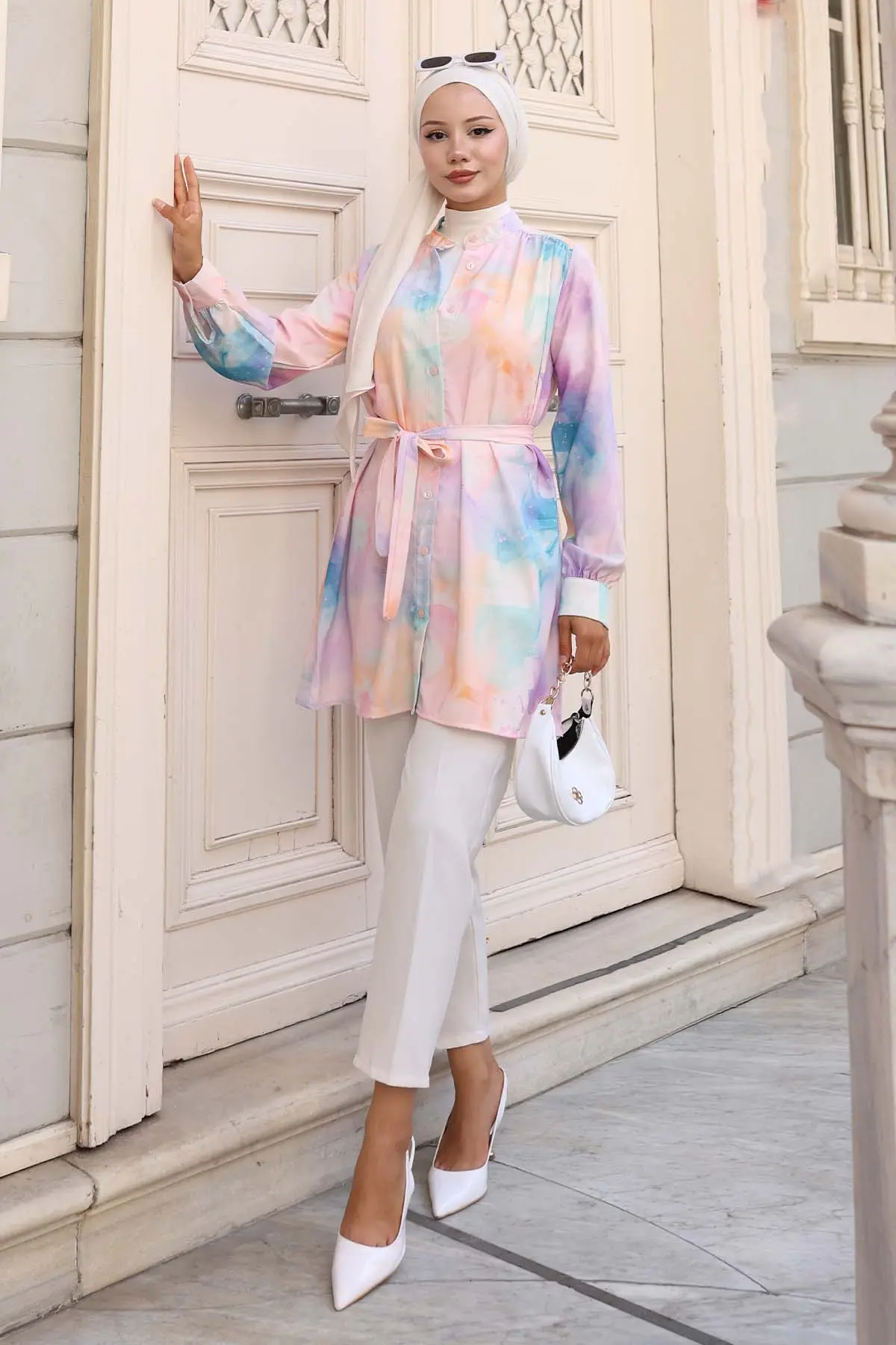 Desenli Tesettür Gömlek-detail