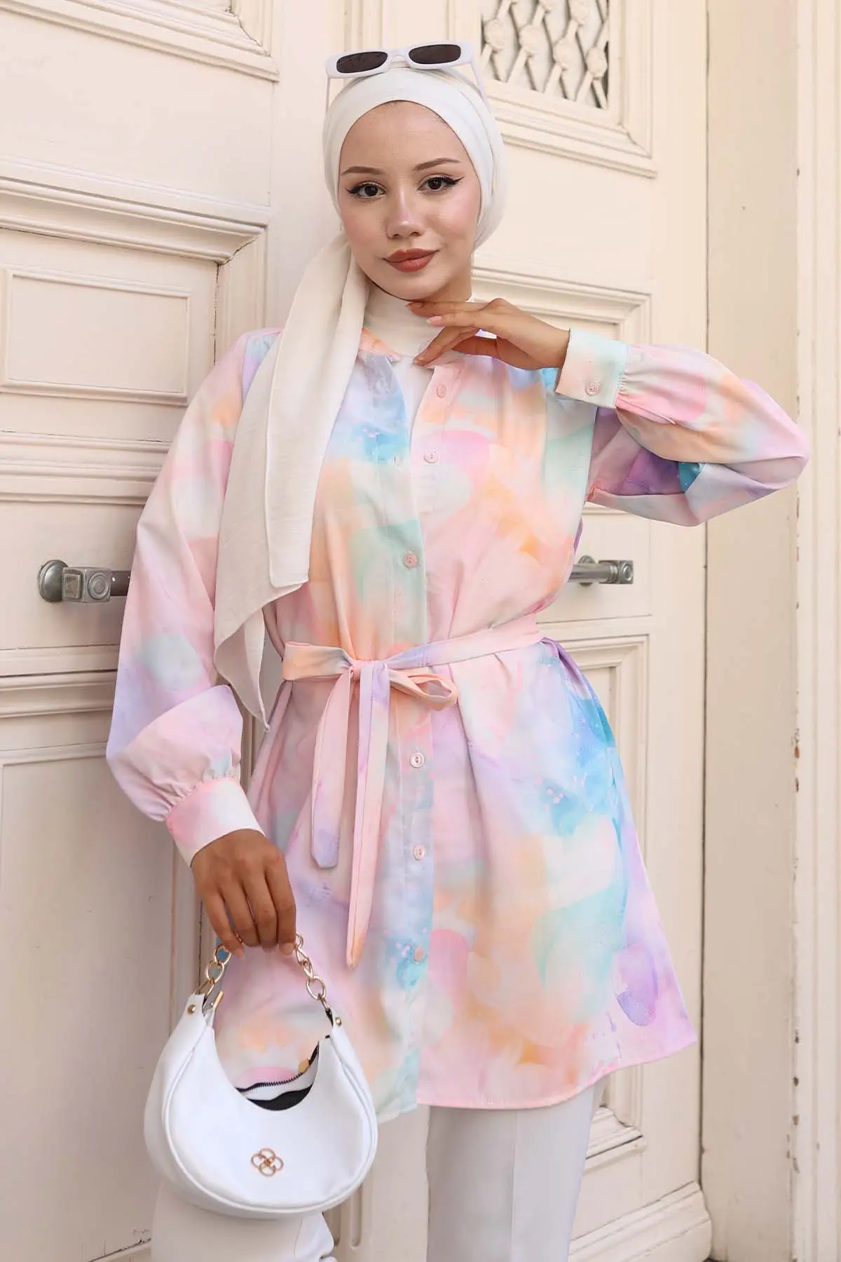 Desenli Tesettür Gömlek-detail