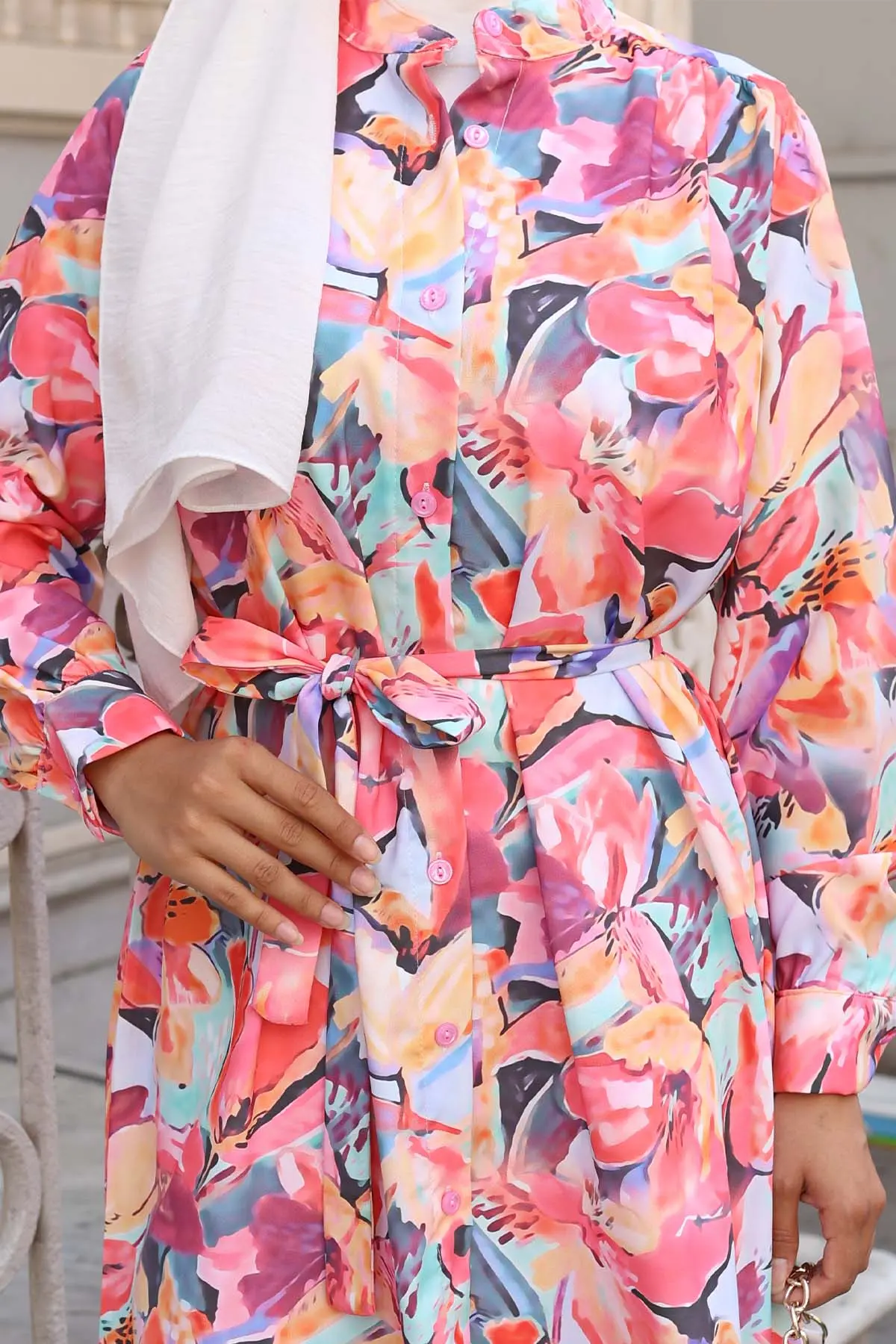 Desenli Tesettür Gömlek-detail