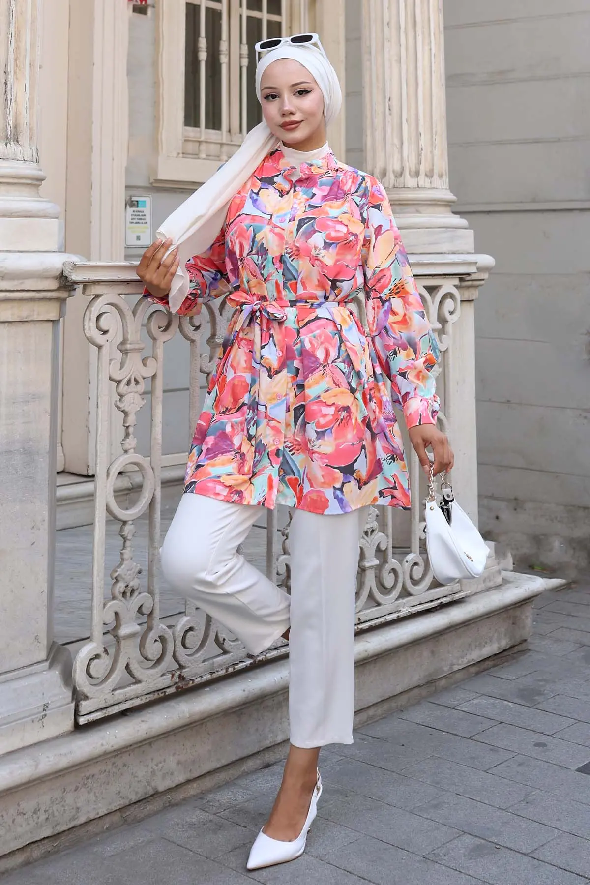 Desenli Tesettür Gömlek-detail