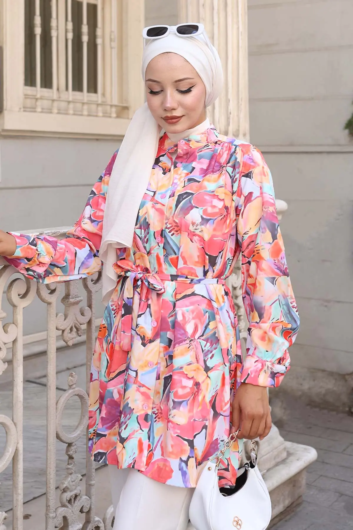 Desenli Tesettür Gömlek-detail