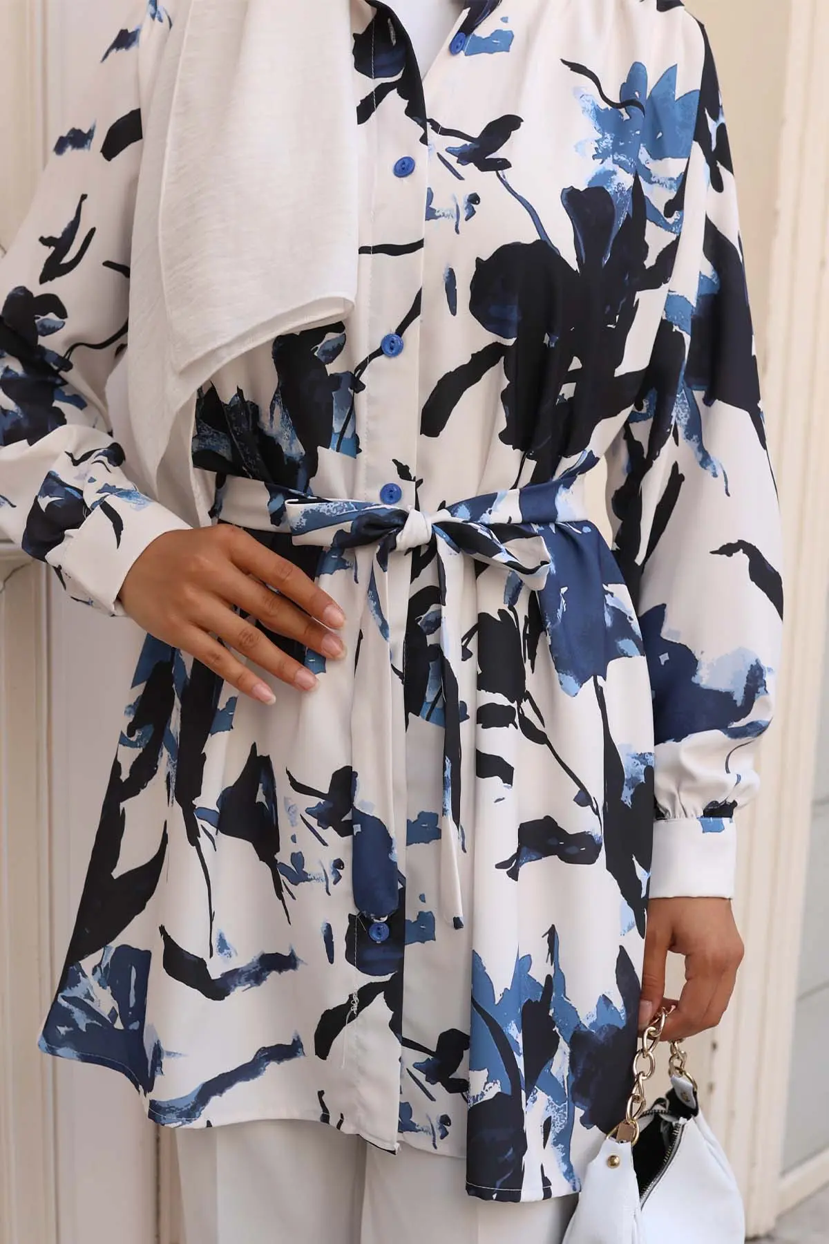 Desenli Tesettür Gömlek-detail