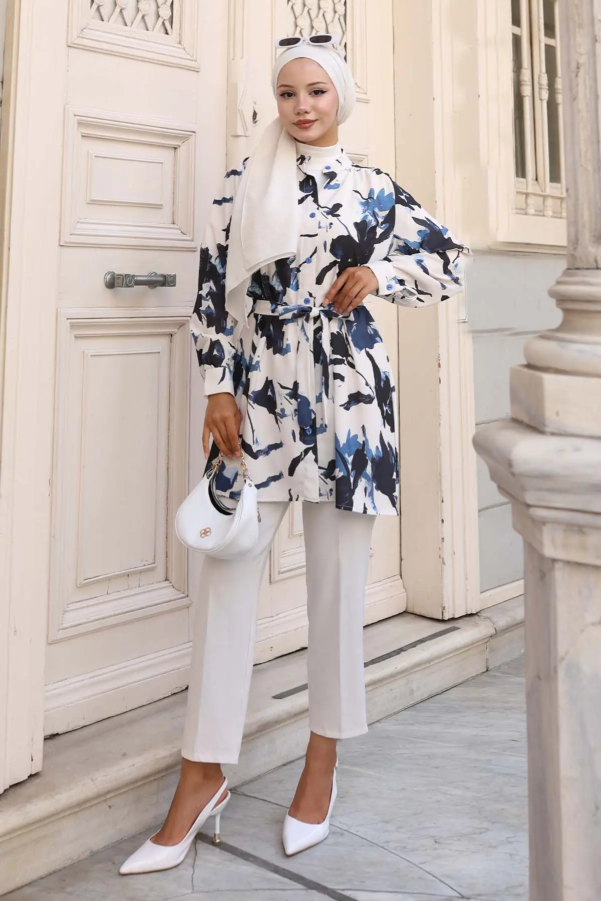 Desenli Tesettür Gömlek-detail