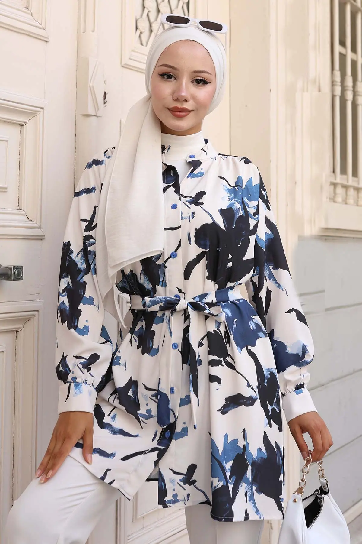 Desenli Tesettür Gömlek-detail