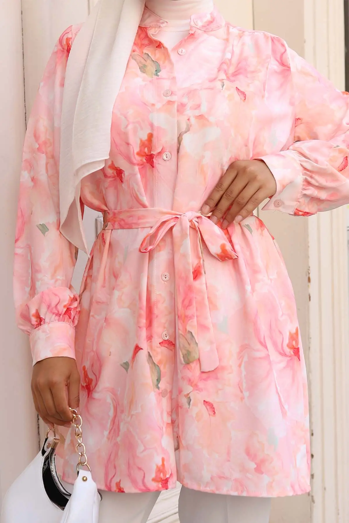 Desenli Tesettür Gömlek-detail