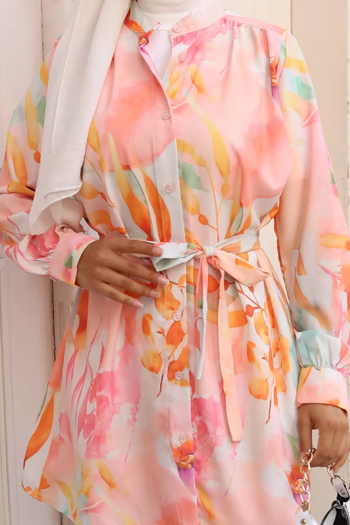 Desenli Tesettür Gömlek-detail