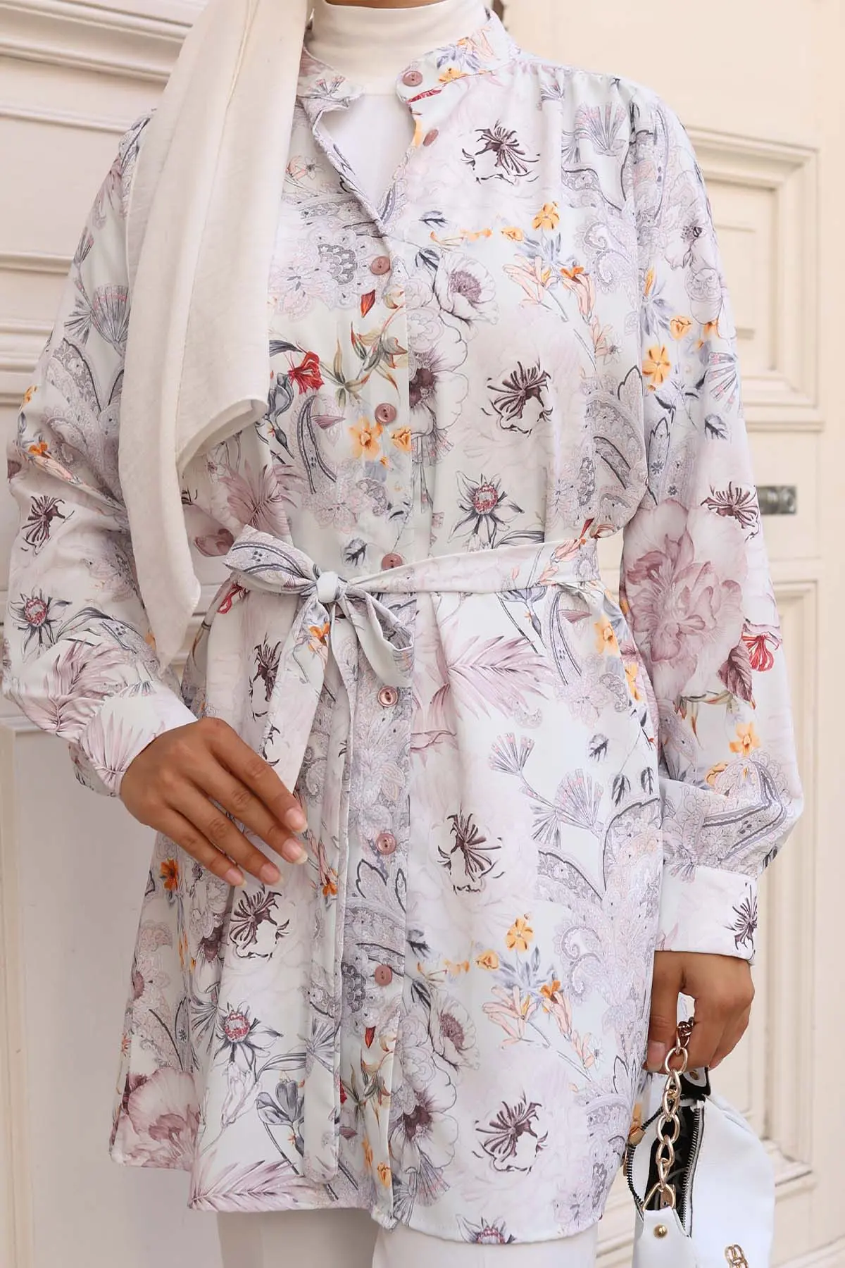 Desenli Tesettür Gömlek-detail