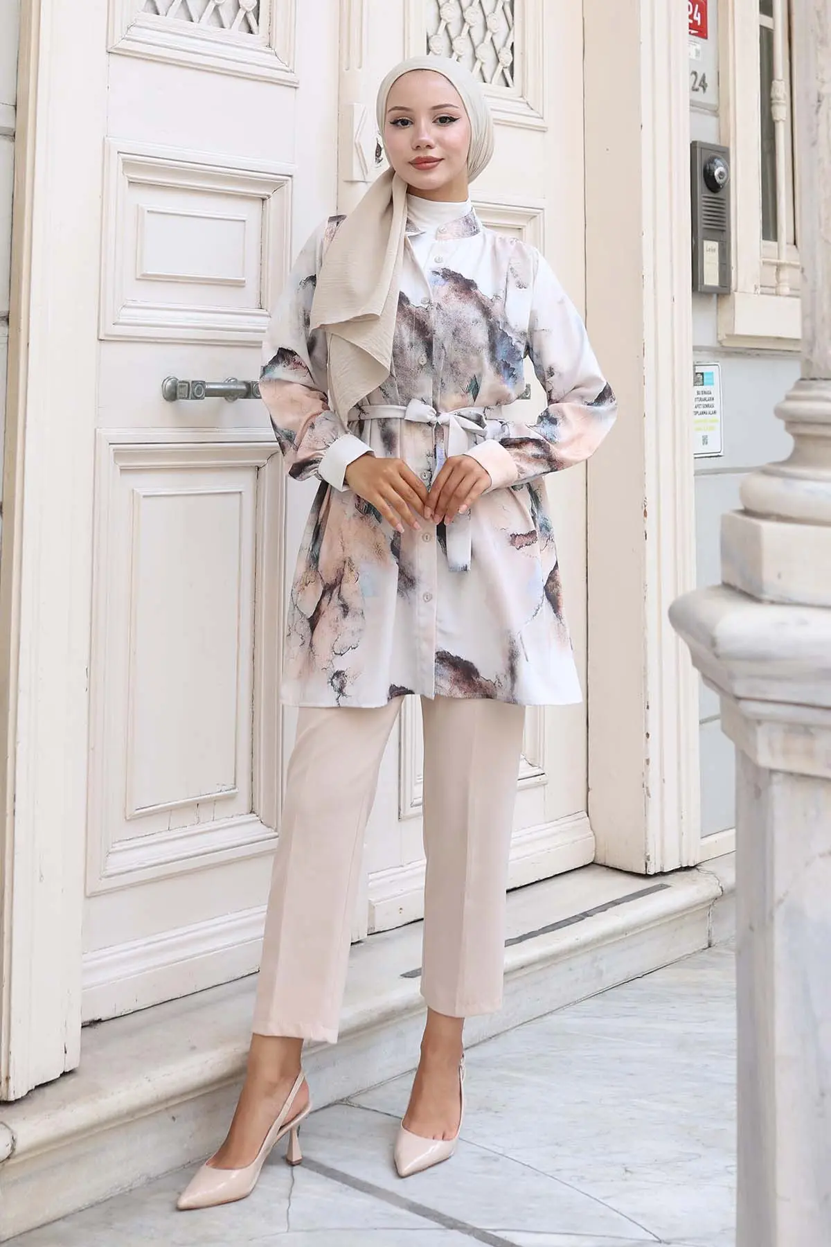 Desenli Tesettür Gömlek-detail