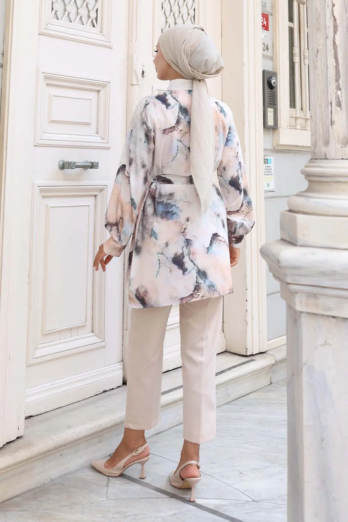 Desenli Tesettür Gömlek-detail