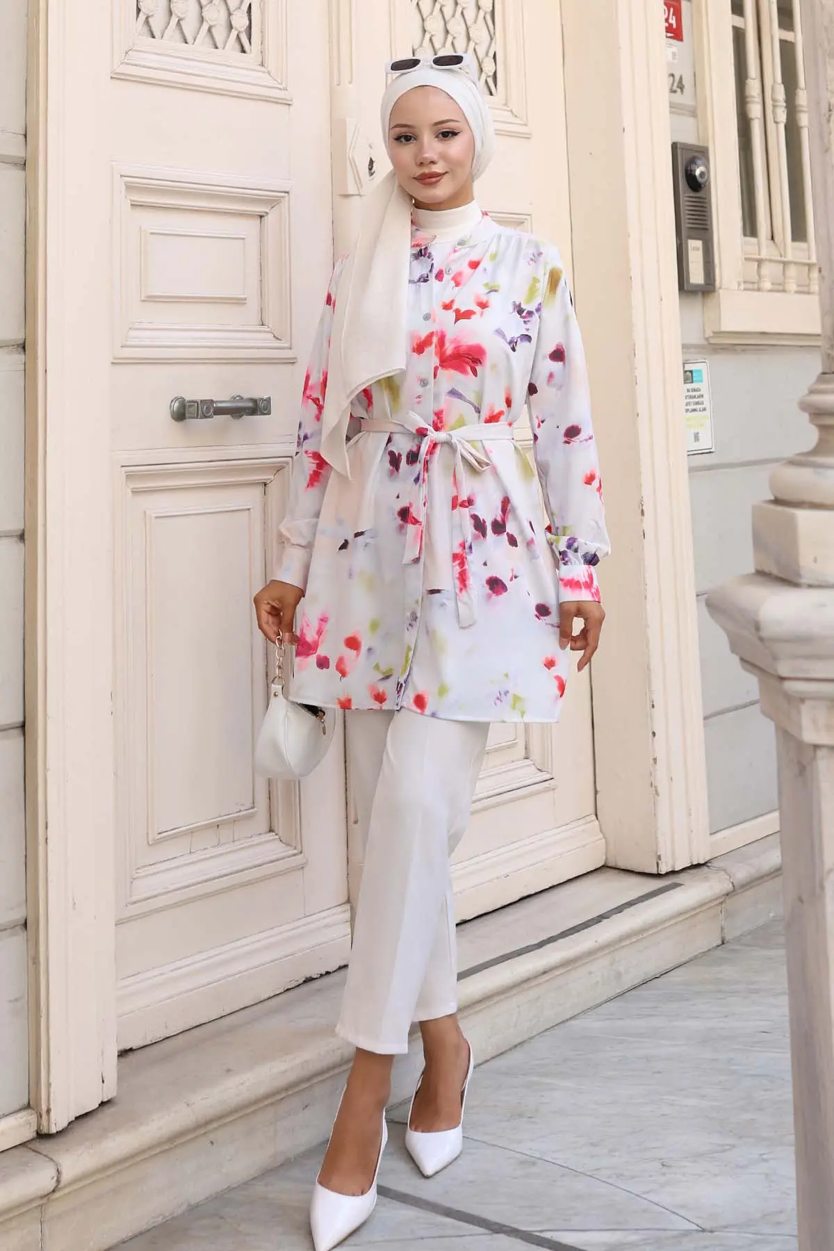 Desenli Tesettür Gömlek-detail