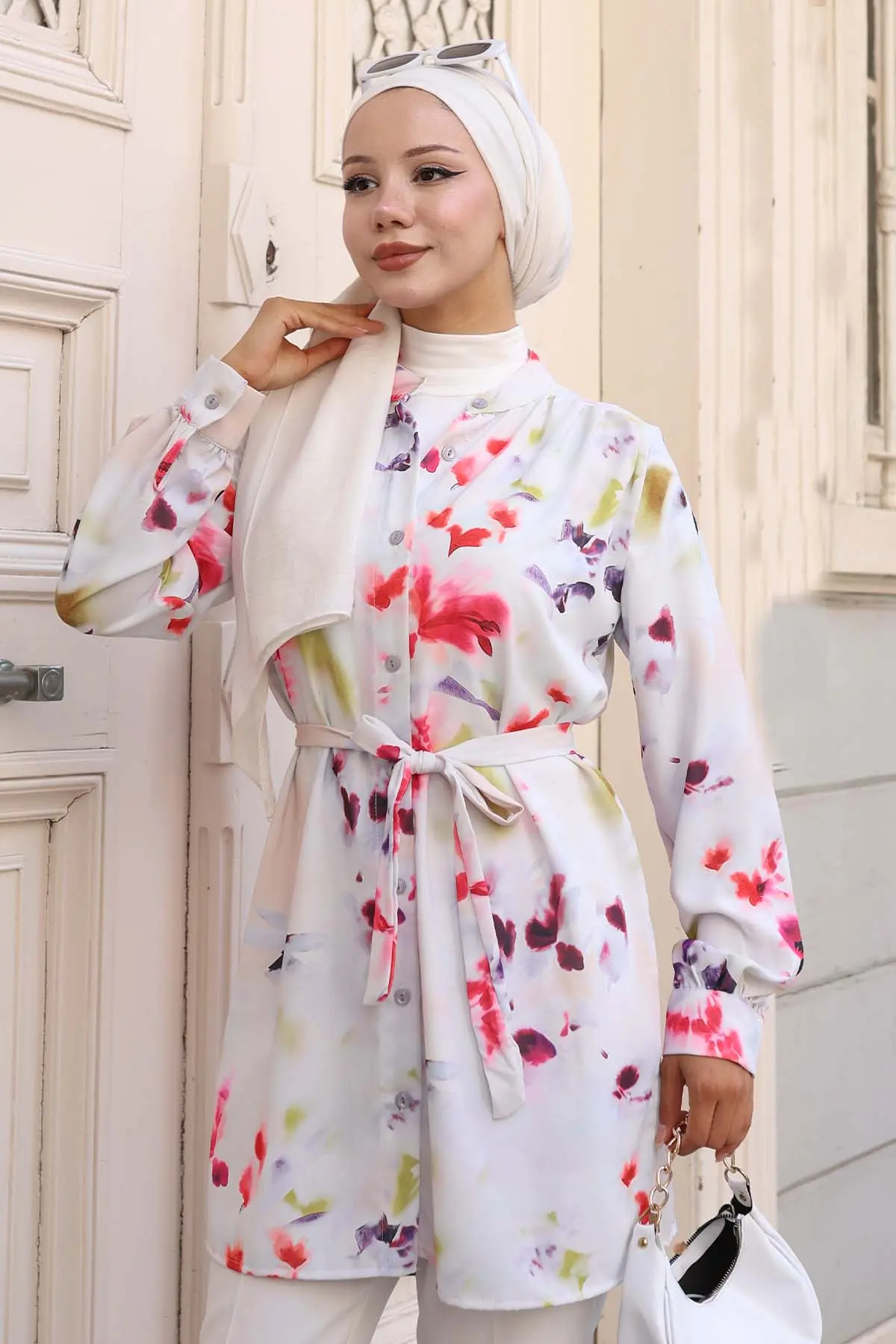 Desenli Tesettür Gömlek-detail