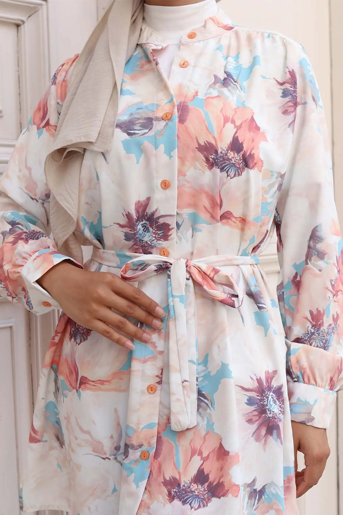 Desenli Tesettür Gömlek-detail