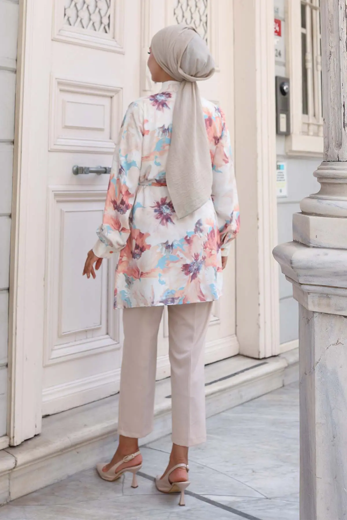 Desenli Tesettür Gömlek-detail