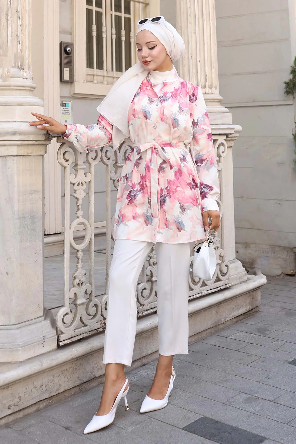 Desenli Tesettür Gömlek-detail