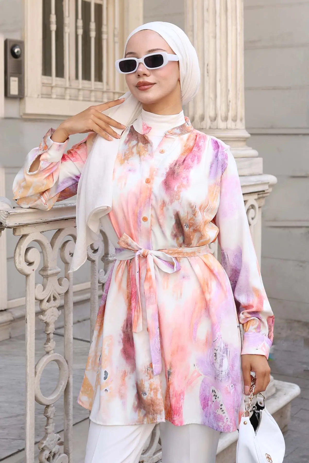 Desenli Tesettür Gömlek-detail