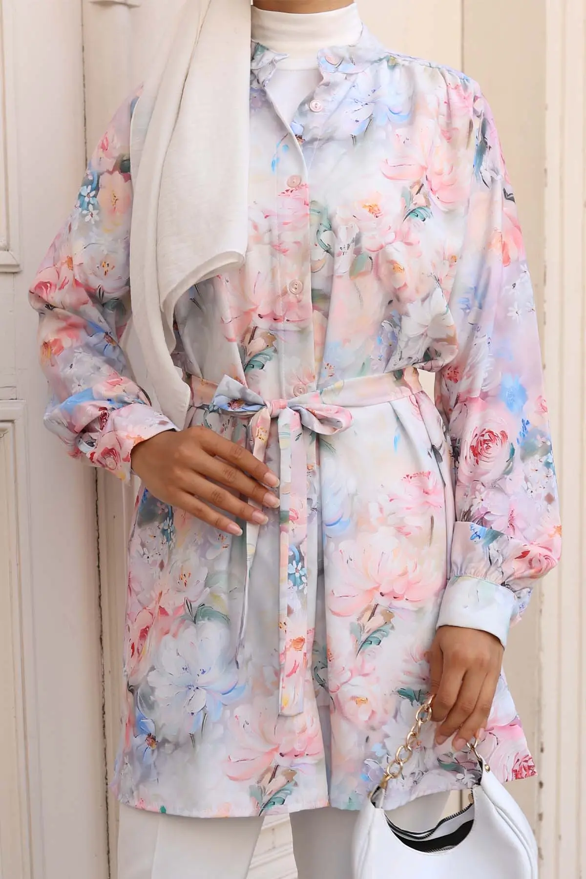 Desenli Tesettür Gömlek-detail