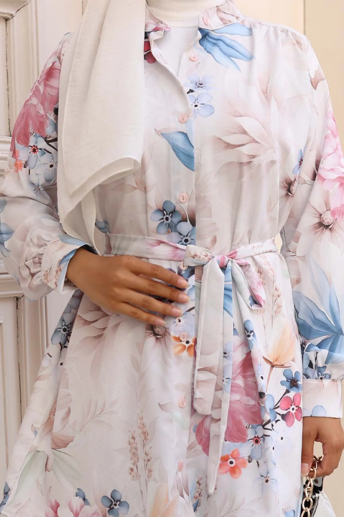 Desenli Tesettür Gömlek-detail