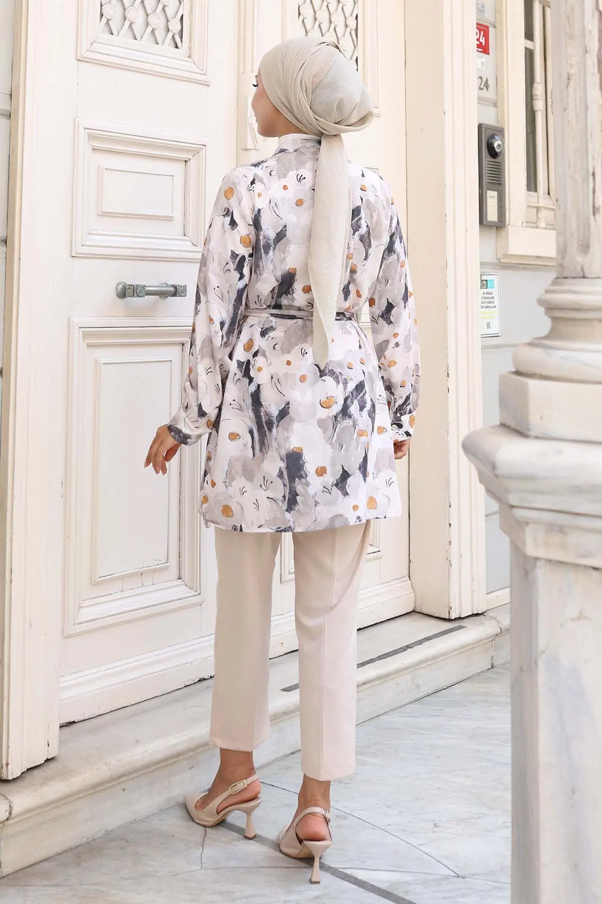 Desenli Tesettür Gömlek-detail