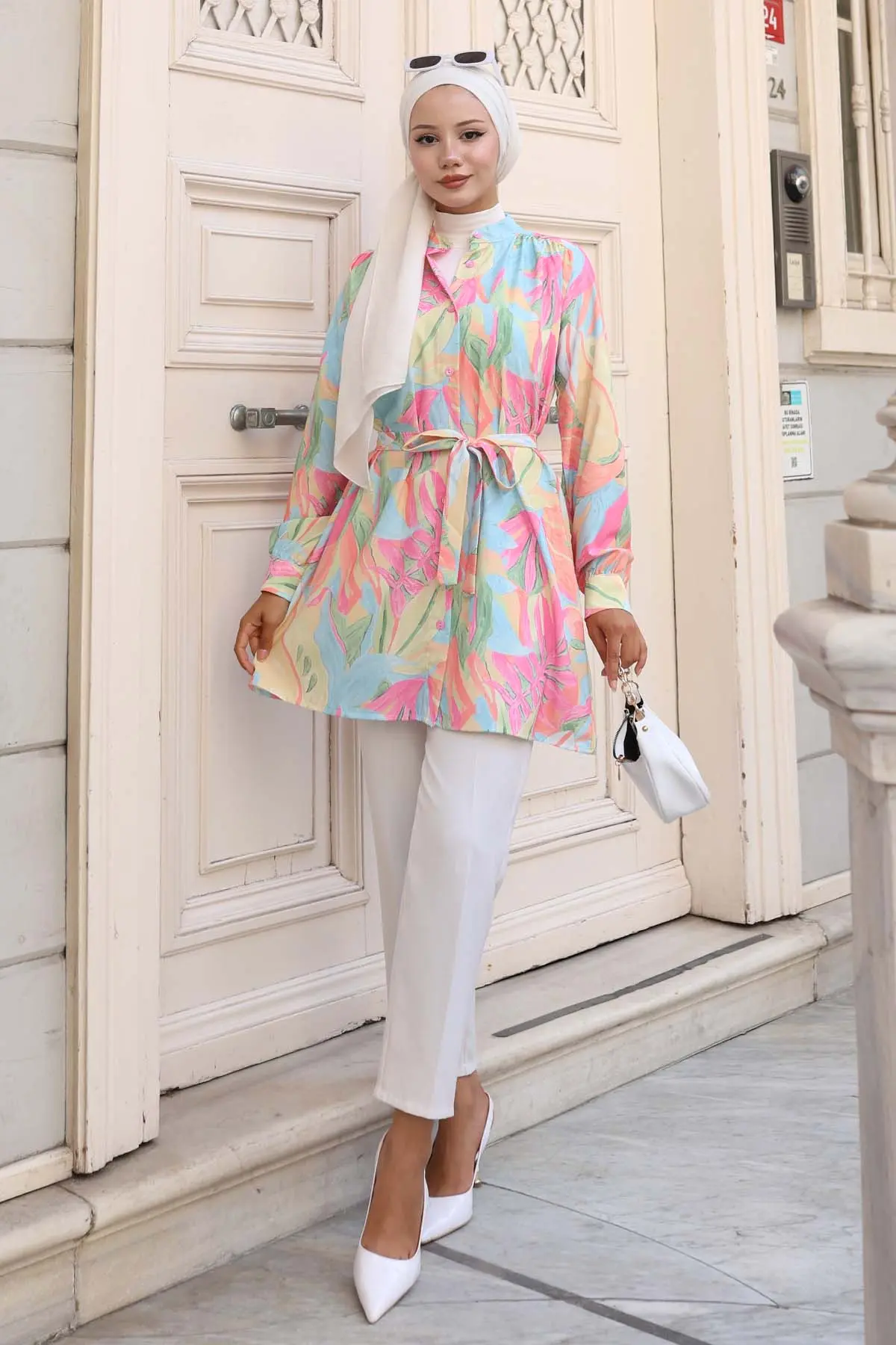 Desenli Tesettür Gömlek-detail