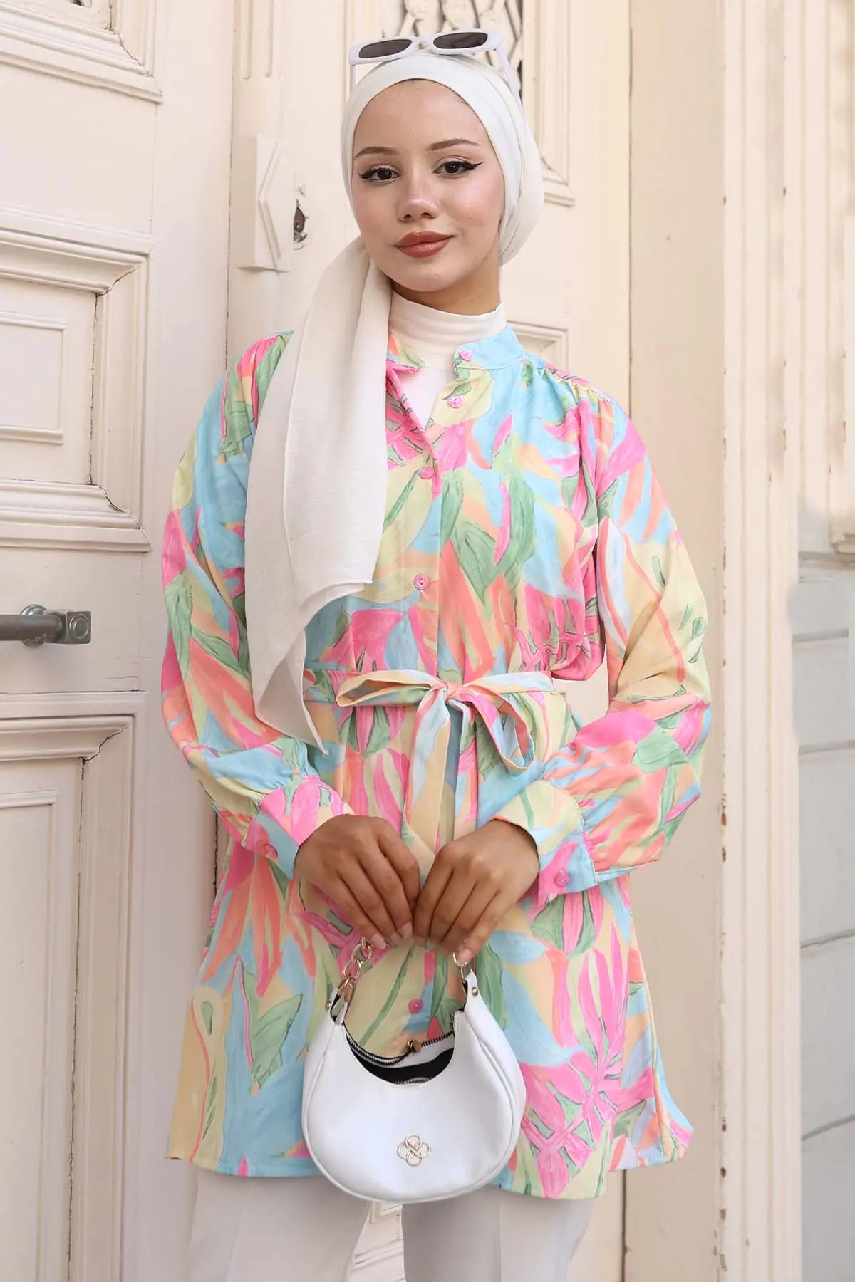 Desenli Tesettür Gömlek-detail