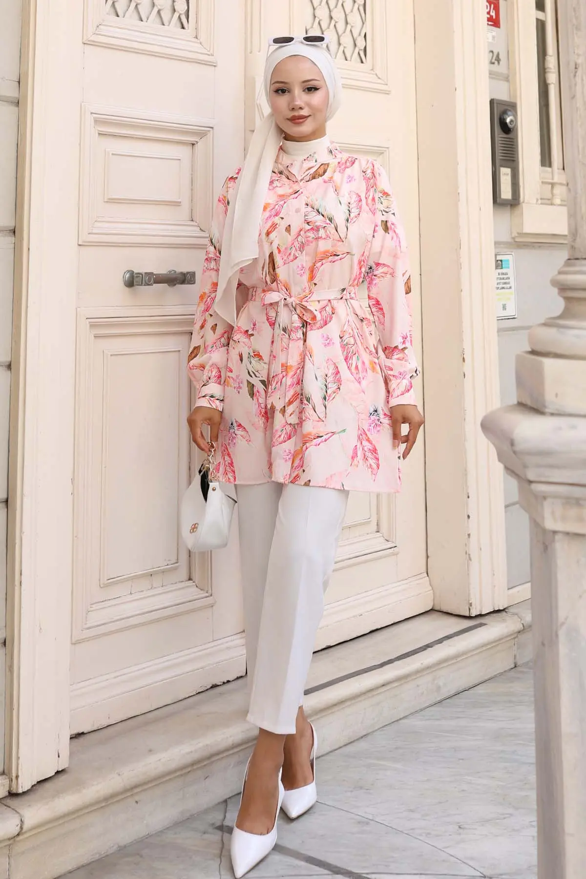 Desenli Tesettür Gömlek-detail