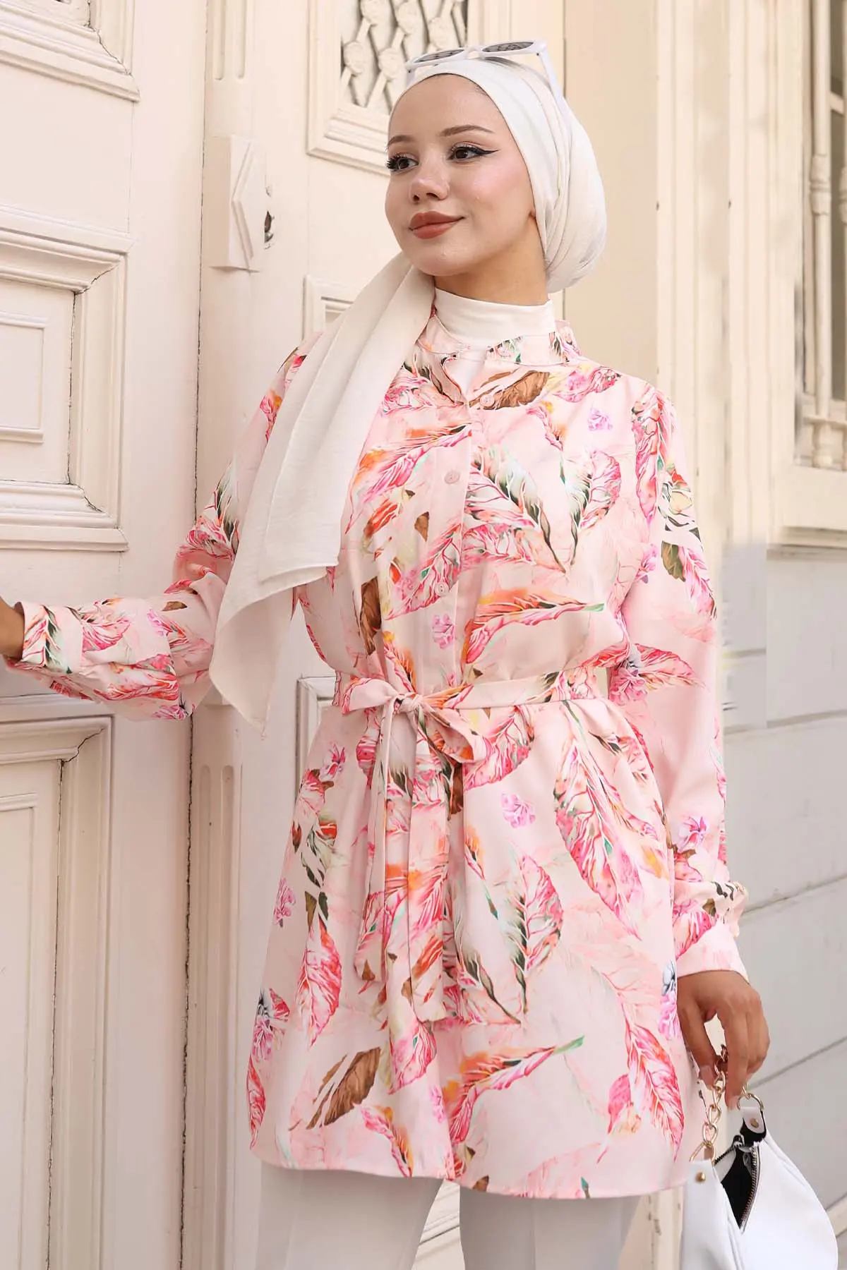 Desenli Tesettür Gömlek-detail