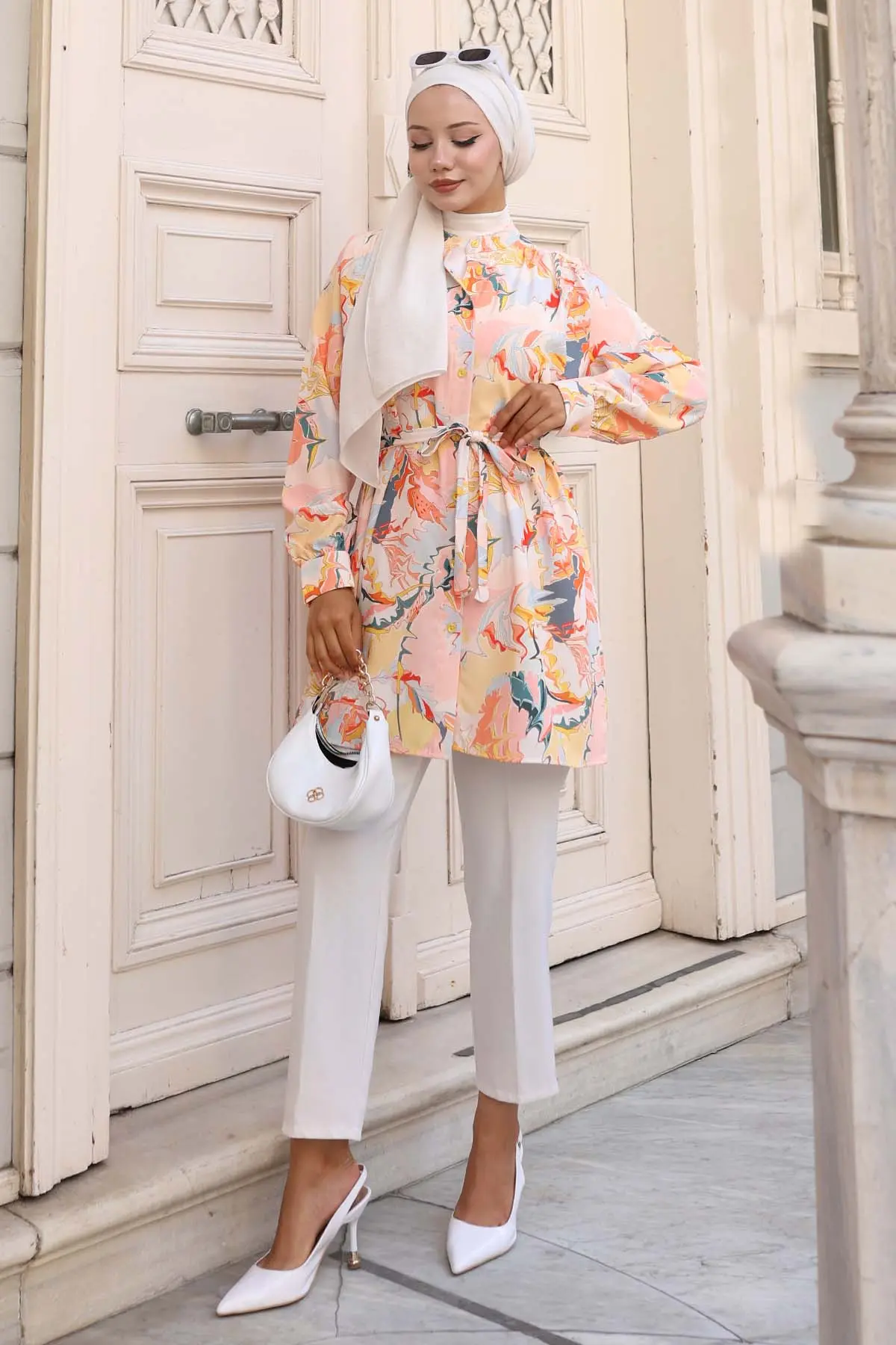 Desenli Tesettür Gömlek-detail