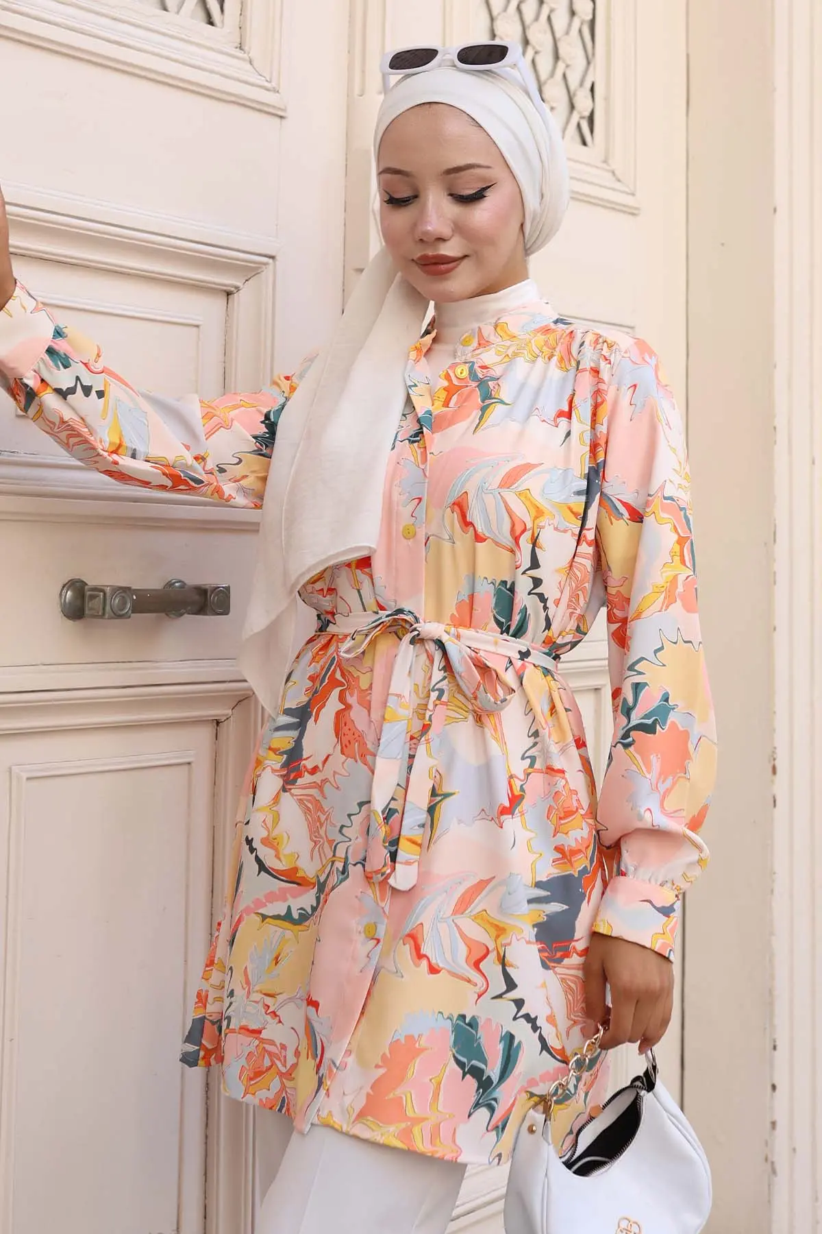 Desenli Tesettür Gömlek-detail