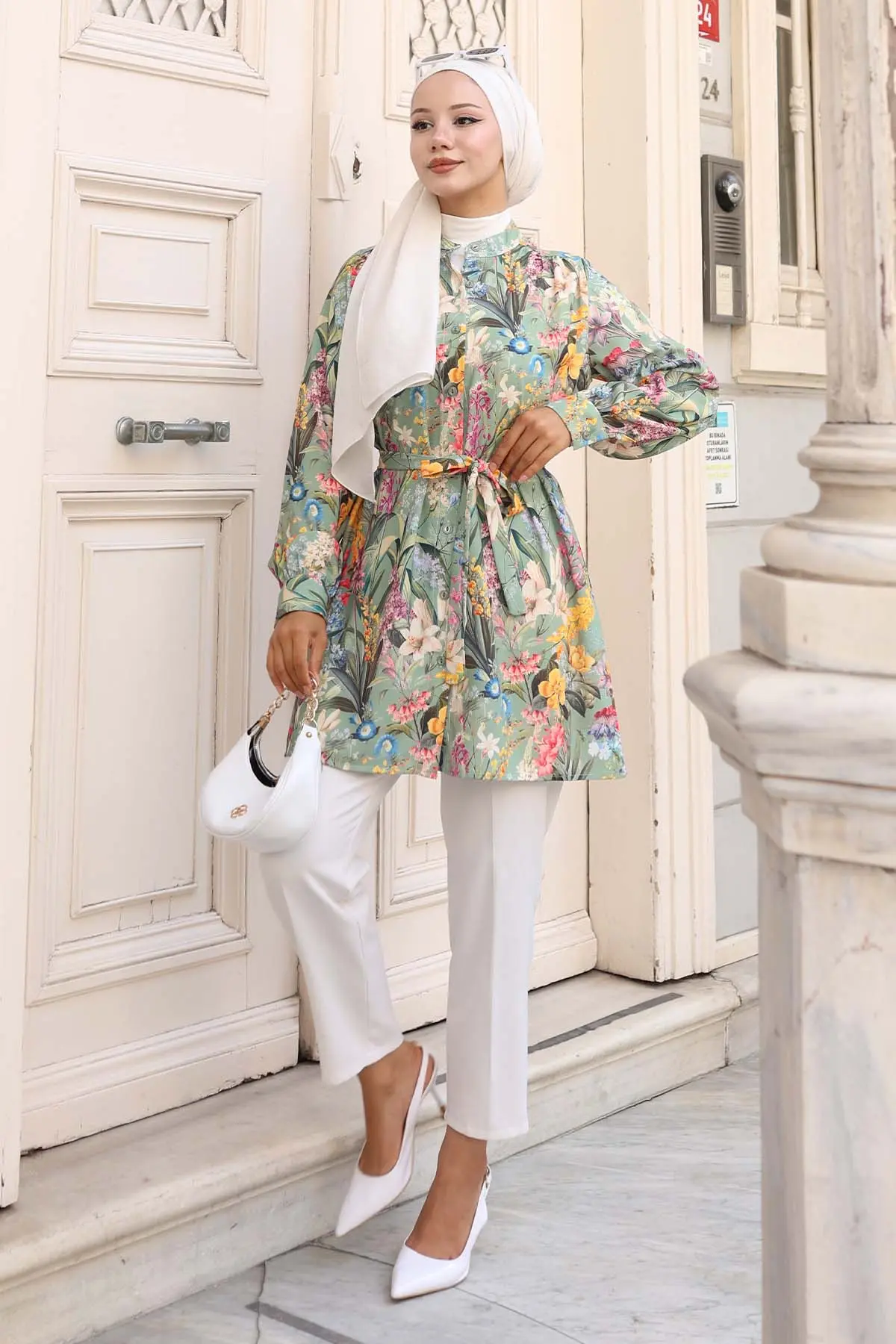 Desenli Tesettür Gömlek-detail