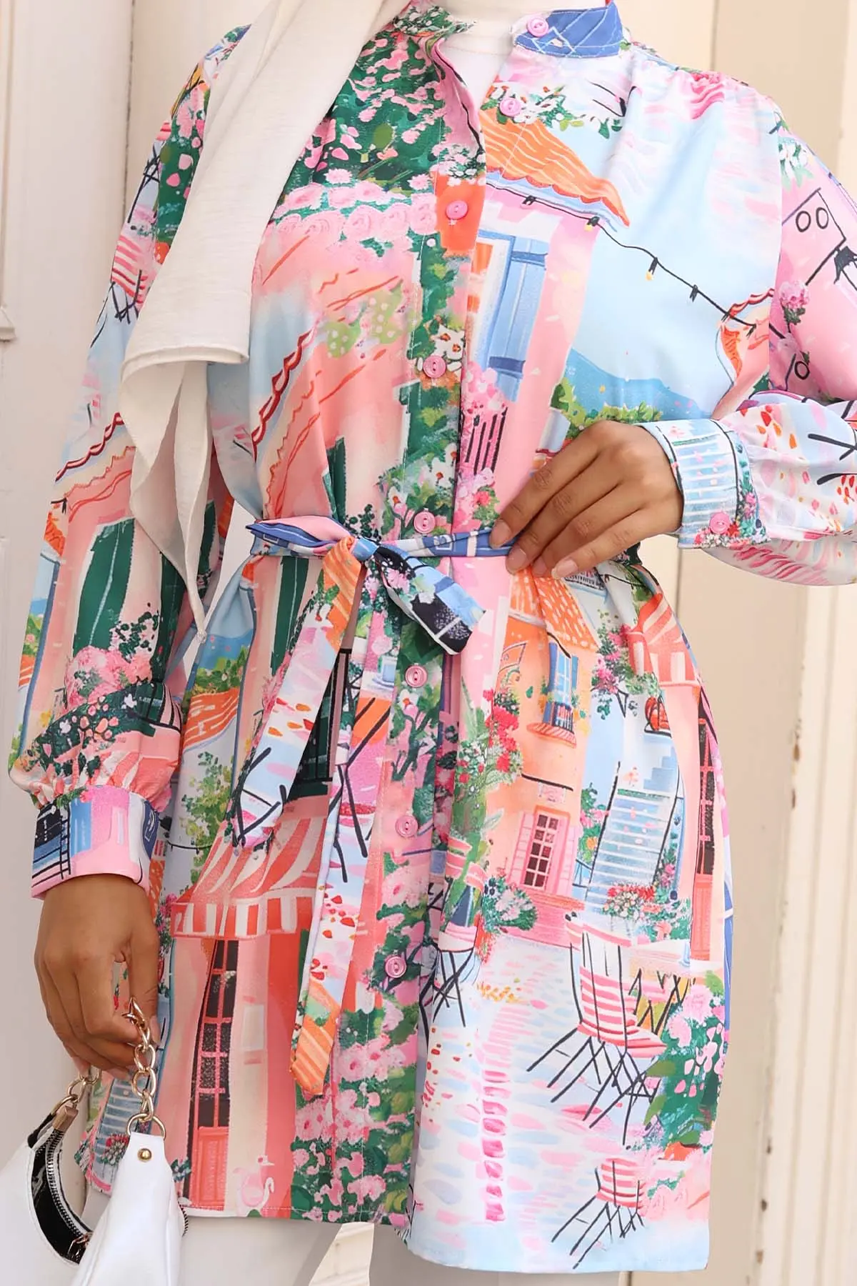 Desenli Tesettür Gömlek-detail