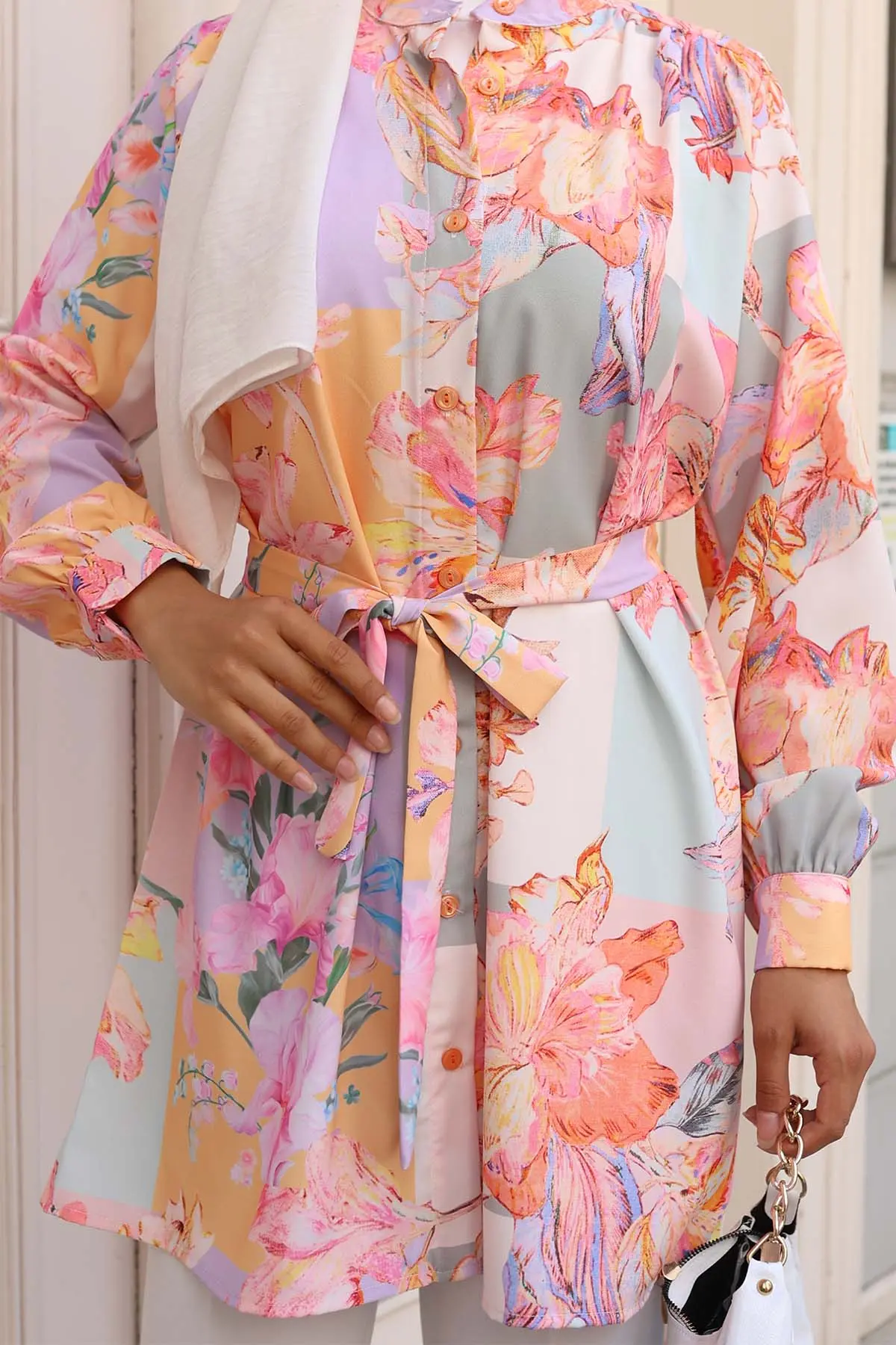 Desenli Tesettür Gömlek-detail