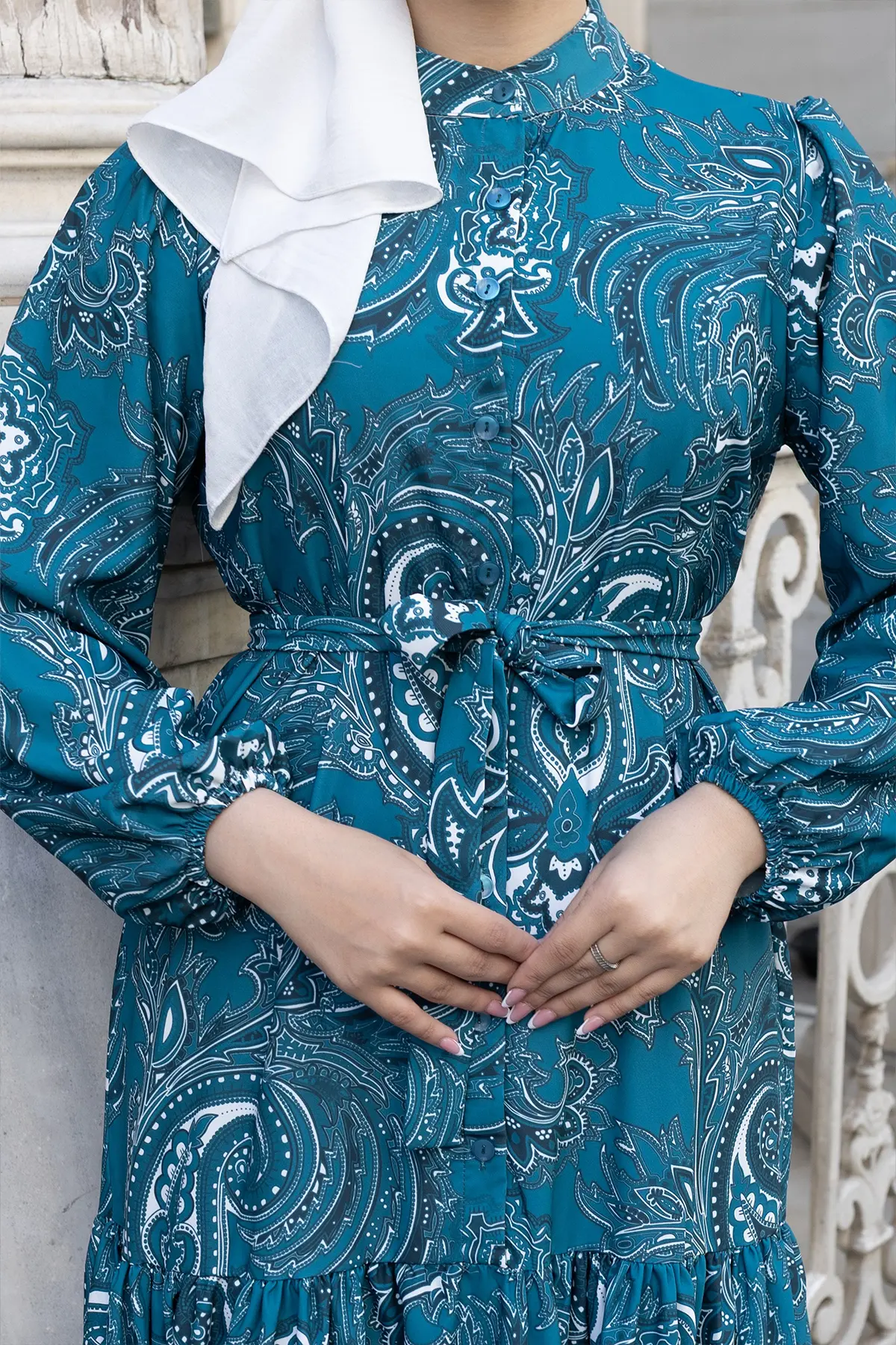 Desenli Tesettür Jessica Elbise-detail