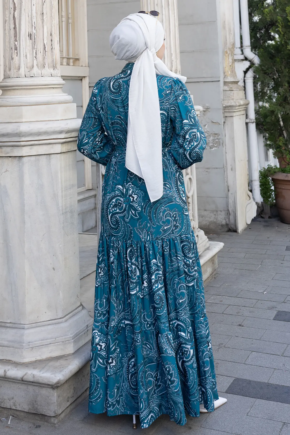 Desenli Tesettür Jessica Elbise-detail