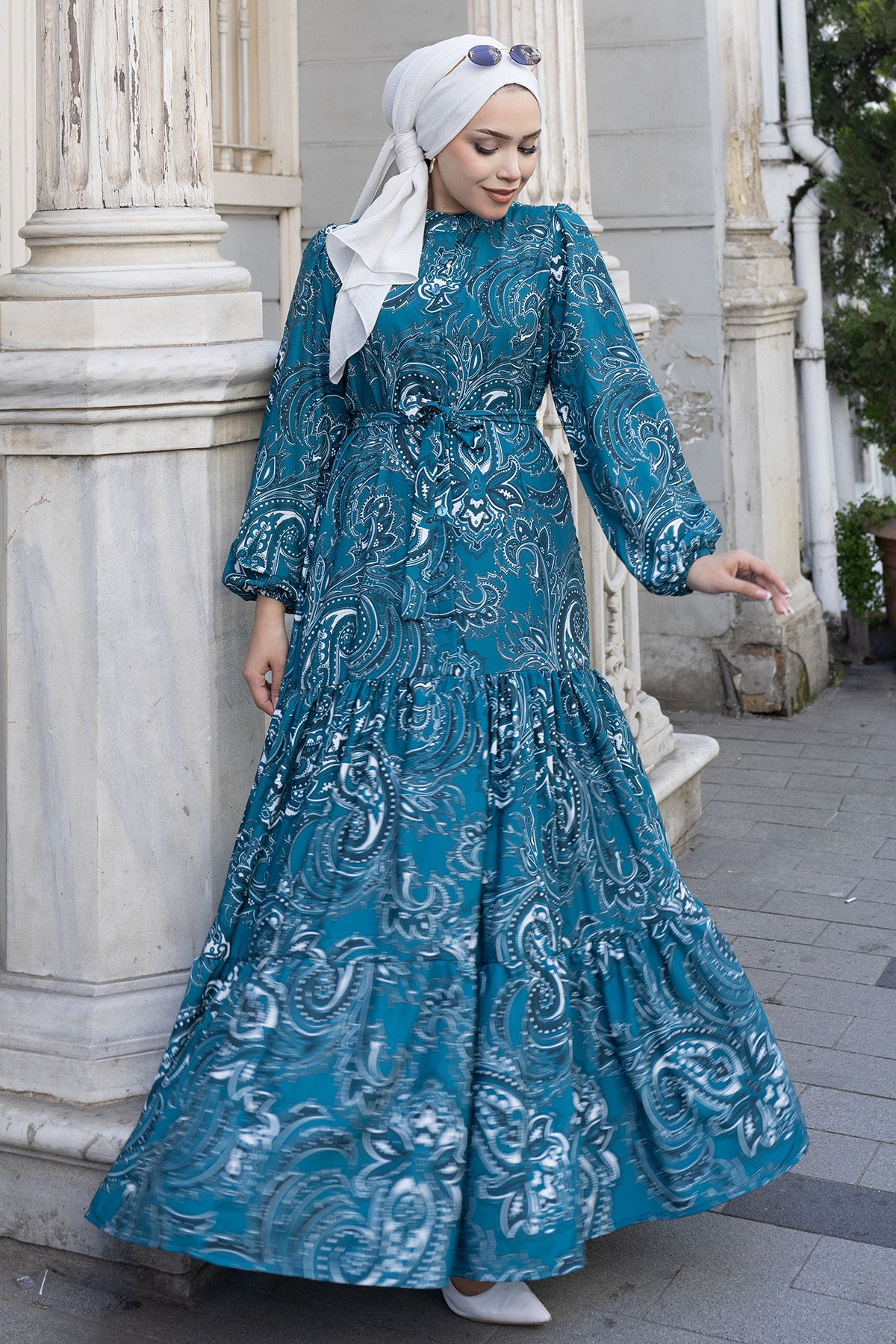 Desenli Tesettür Jessica Elbise