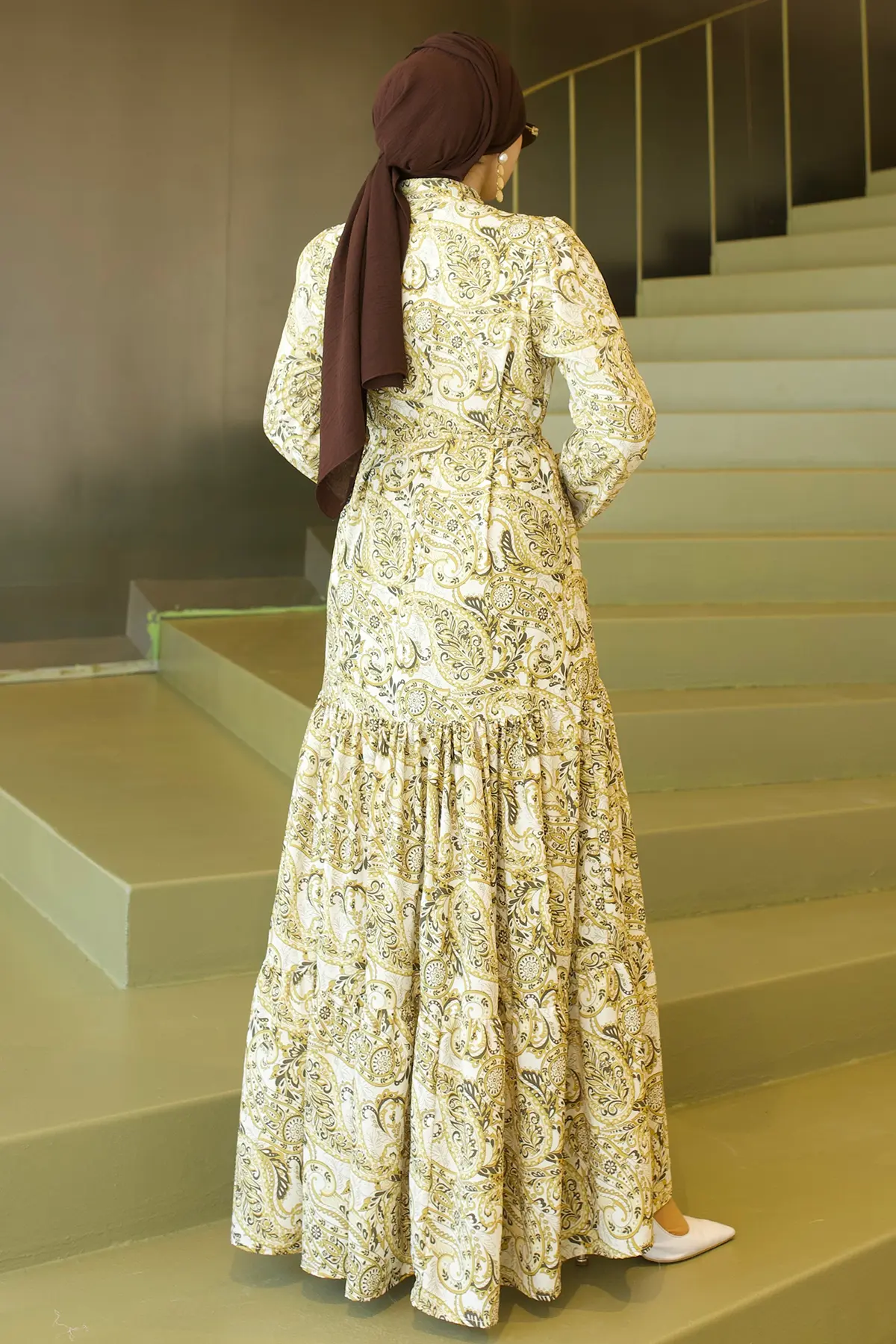 Desenli Tesettür Jessica Elbise-detail