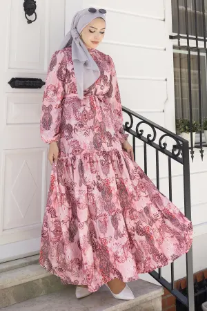 Desenli Tesettür Jessica Elbise
