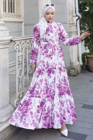 Desenli Tesettür Jessica Elbise