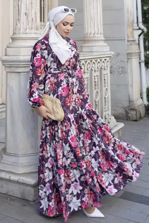 Desenli Tesettür Jessica Elbise