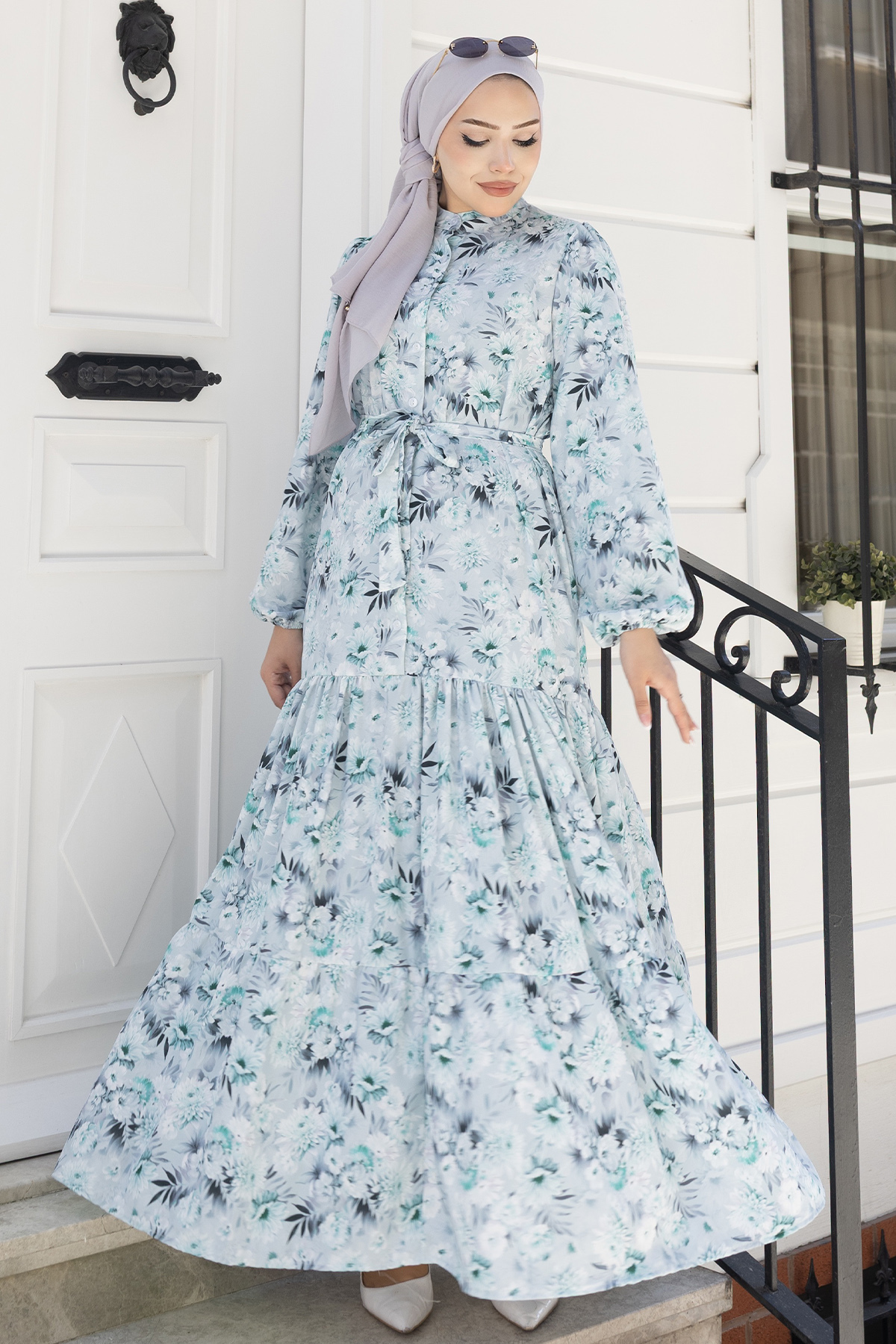Desenli Tesettür Jessica Elbise