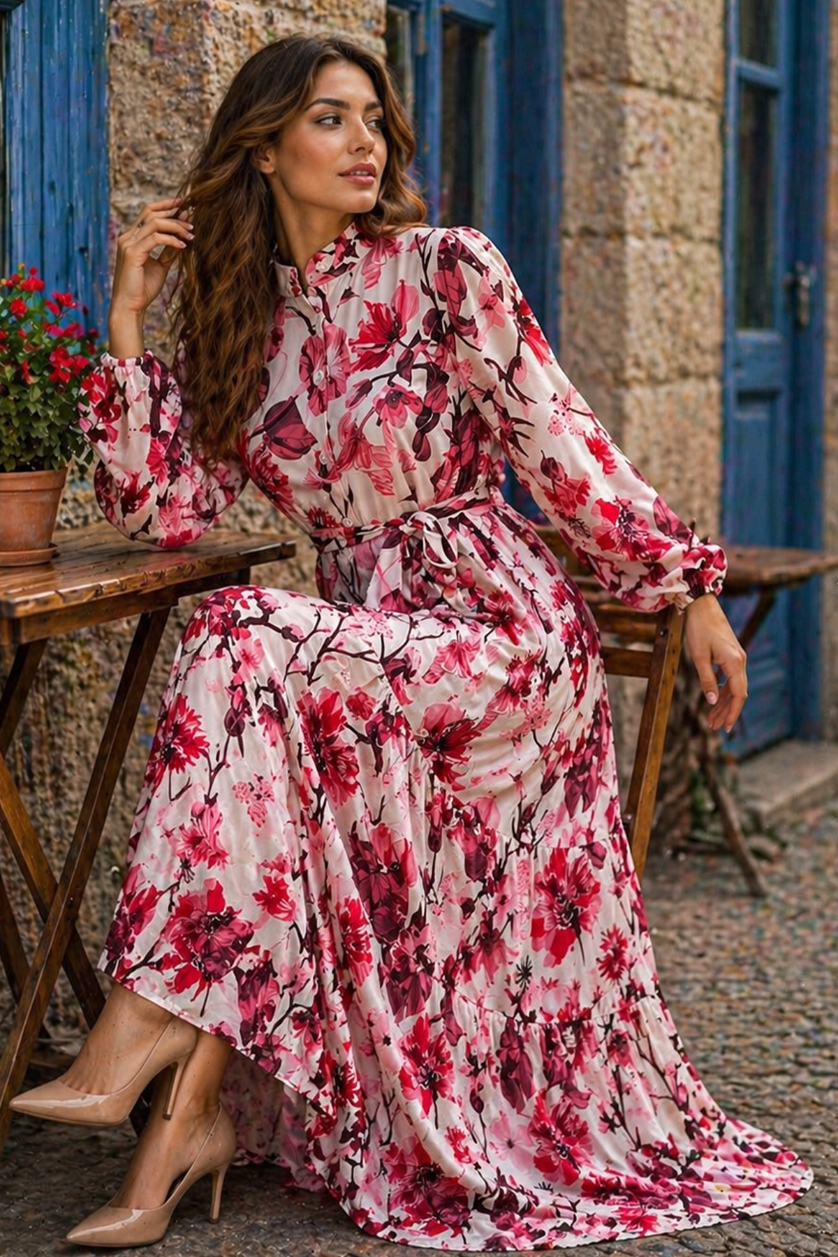 Desenli Tesettür Jessica Elbise