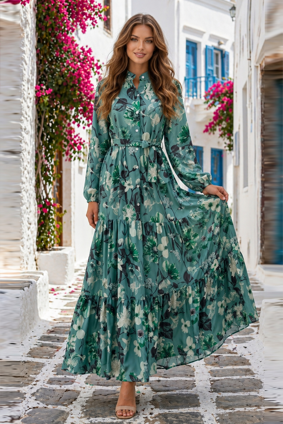 Desenli Tesettür Jessica Elbise