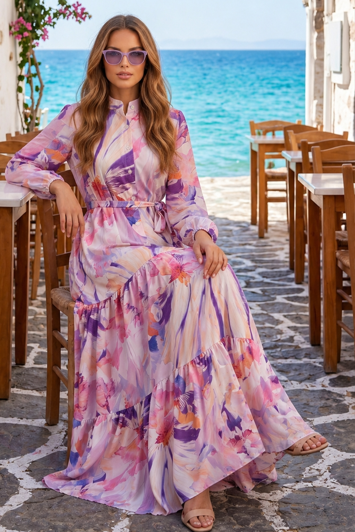 Desenli Tesettür Jessica Elbise