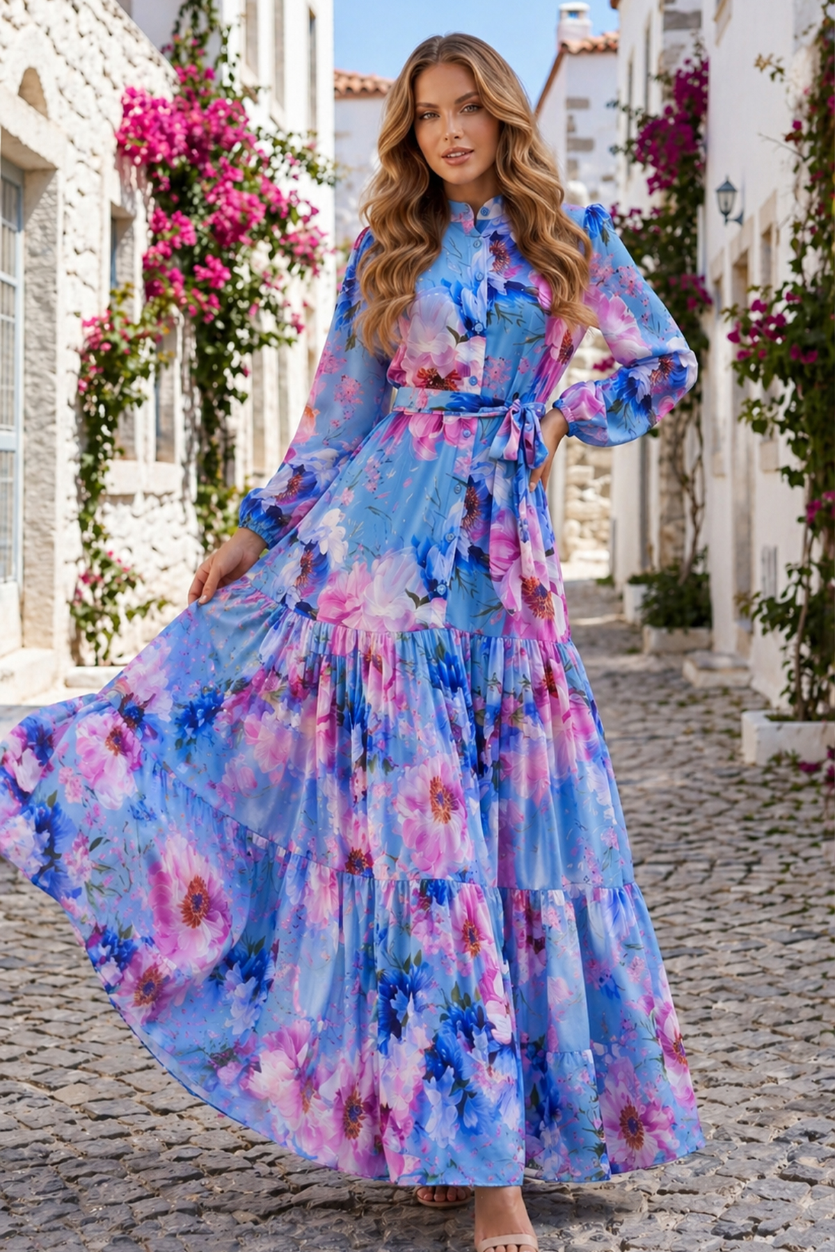 Desenli Tesettür Jessica Elbise